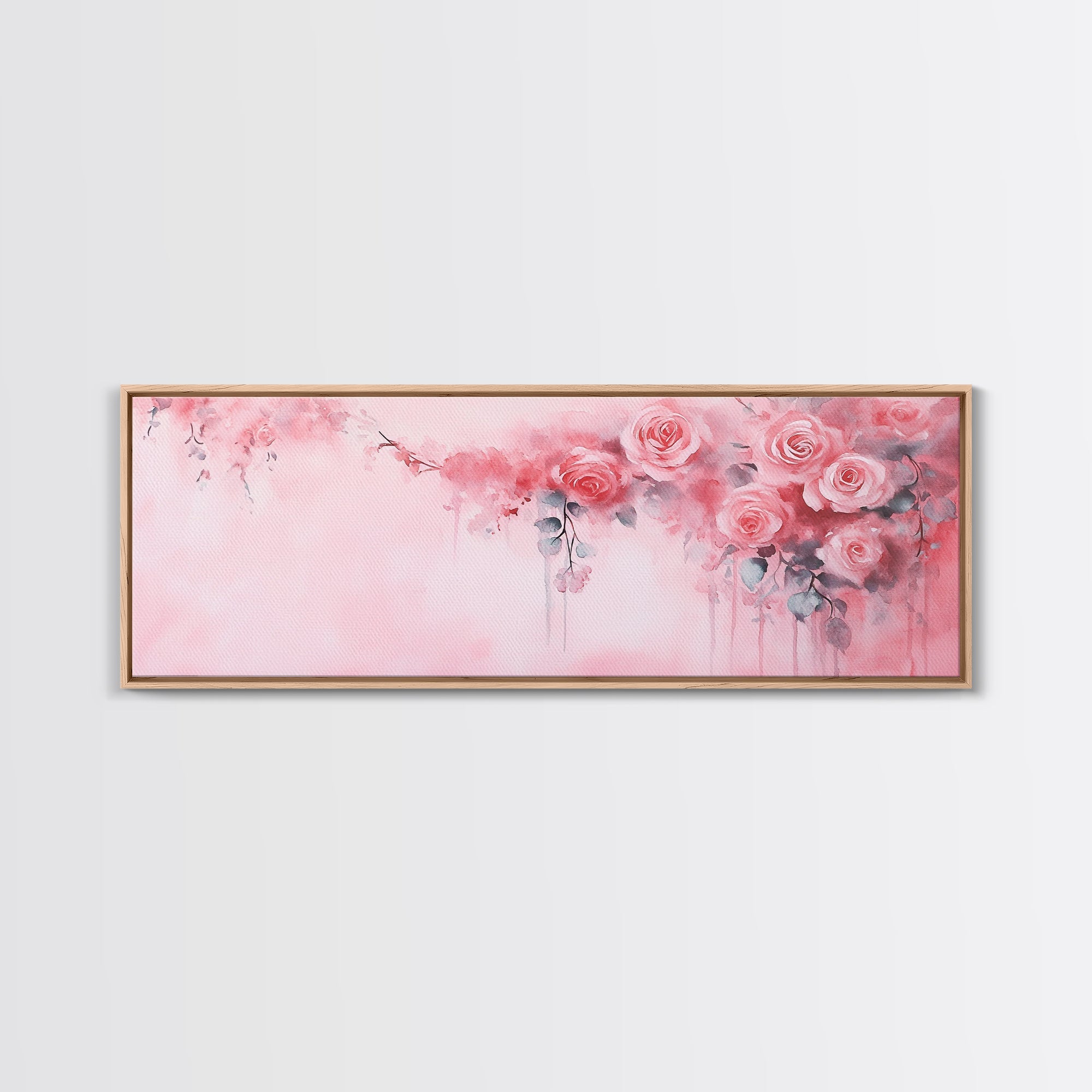 Romantic Rose Painting Framed Canvas Print Pink Wall Art Cottagecore Bedroom Décor Feminine Botanical Art Rustic Living Room Artwork