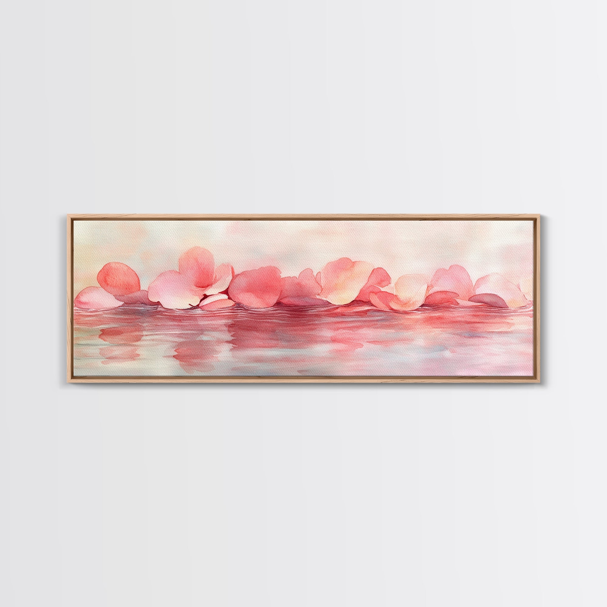 Petal Reflection Art Canvas Print Light Pink Wall Art Minimalist Cottagecore Décor Bedroom Living Room Artwork Rustic Horizontal Gift
