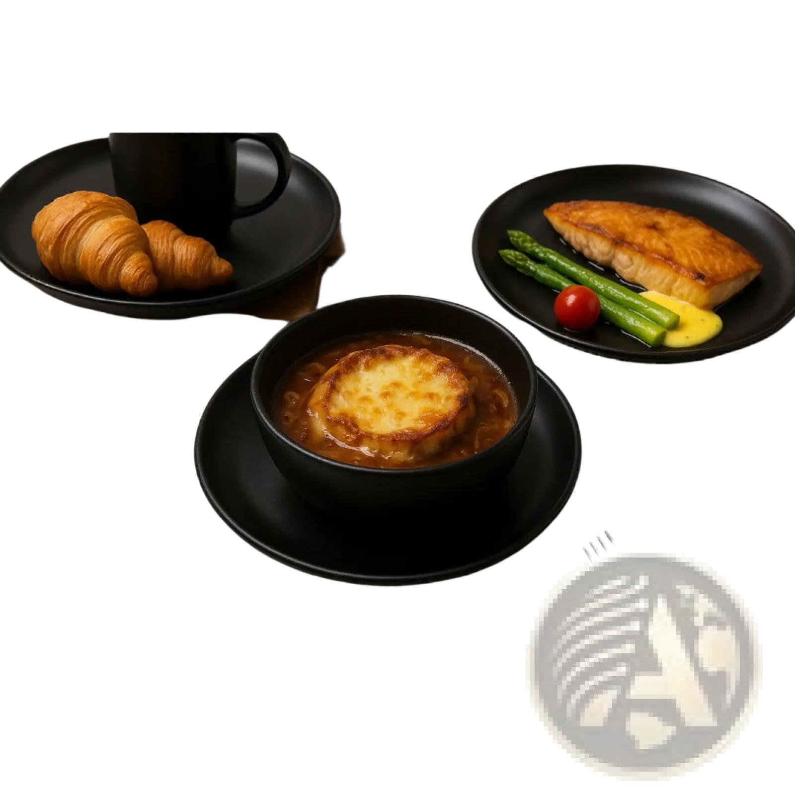 12-piece Matte Black Stoneware Dinnerware Set for 3
