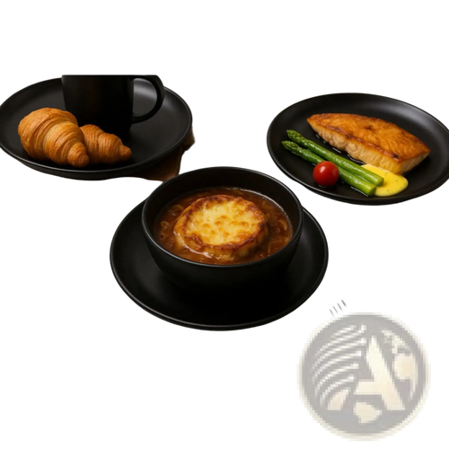 12-piece Matte Black Stoneware Dinnerware Set for 3