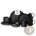 12-piece Matte Black Stoneware Dinnerware Set for 3
