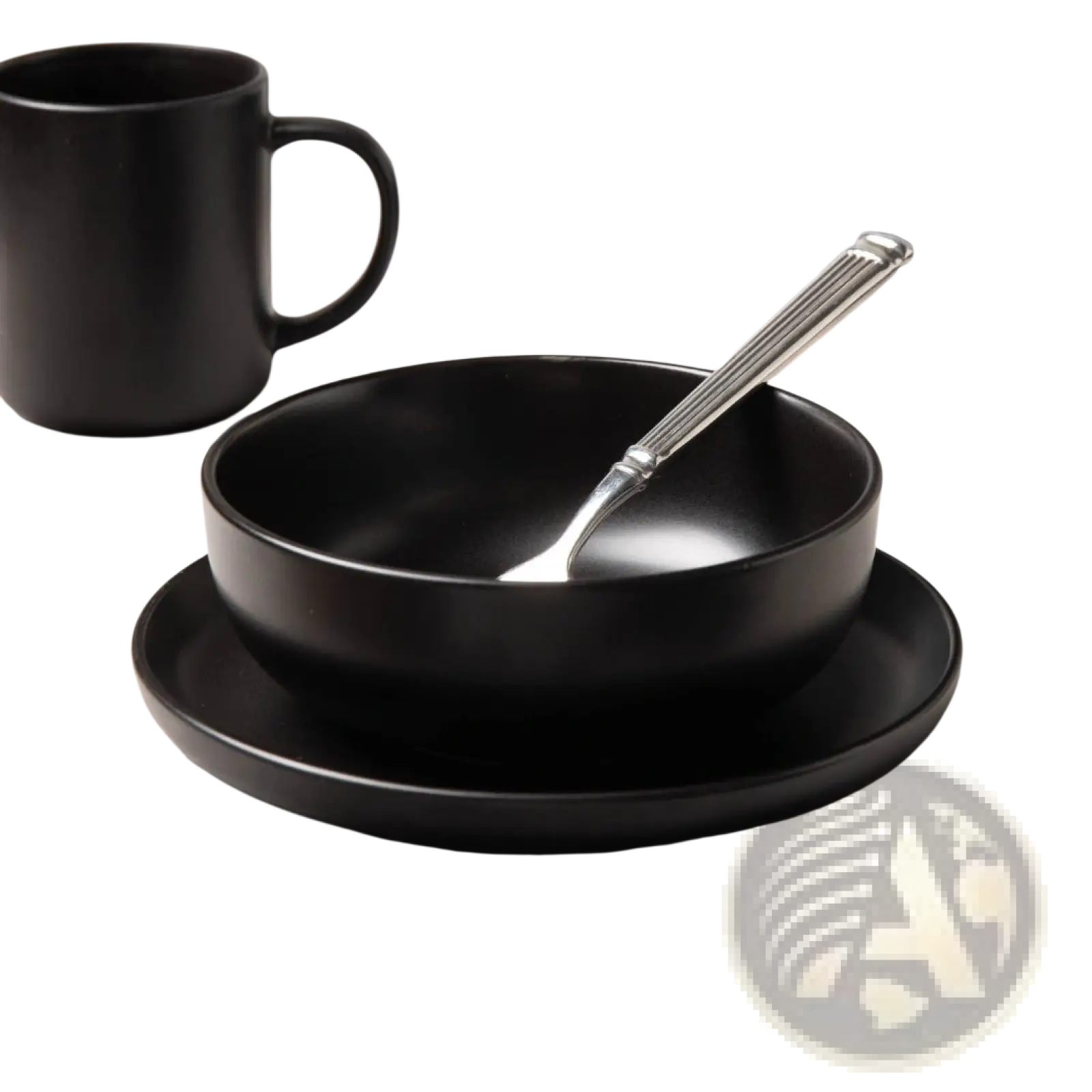 12-piece Matte Black Stoneware Dinnerware Set for 3