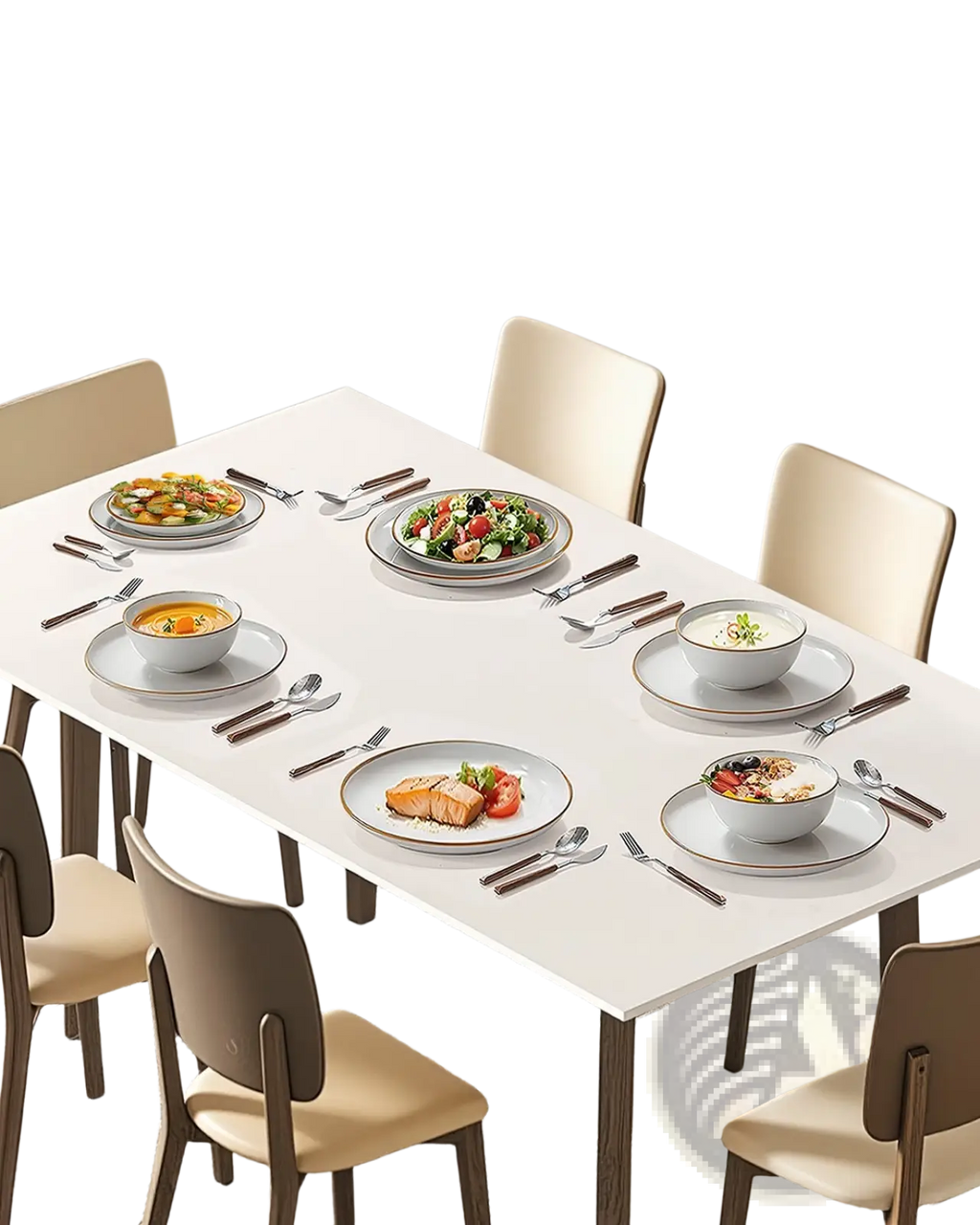 18 Piece White Ceramic Dinnerware Set with Gold Rim