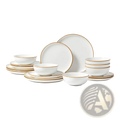 18 Piece White Ceramic Dinnerware Set with Gold Rim