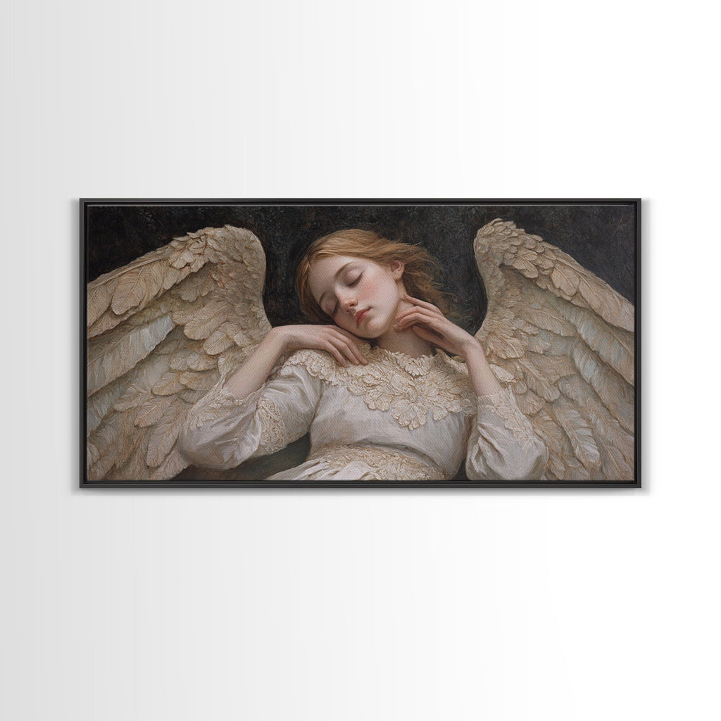 Sleeping Angel Peace Canvas Print Featuring Angel Art Prints and Wabi Sabi Art Perfect Bedroom Wall Art Above Bed Wall Decor