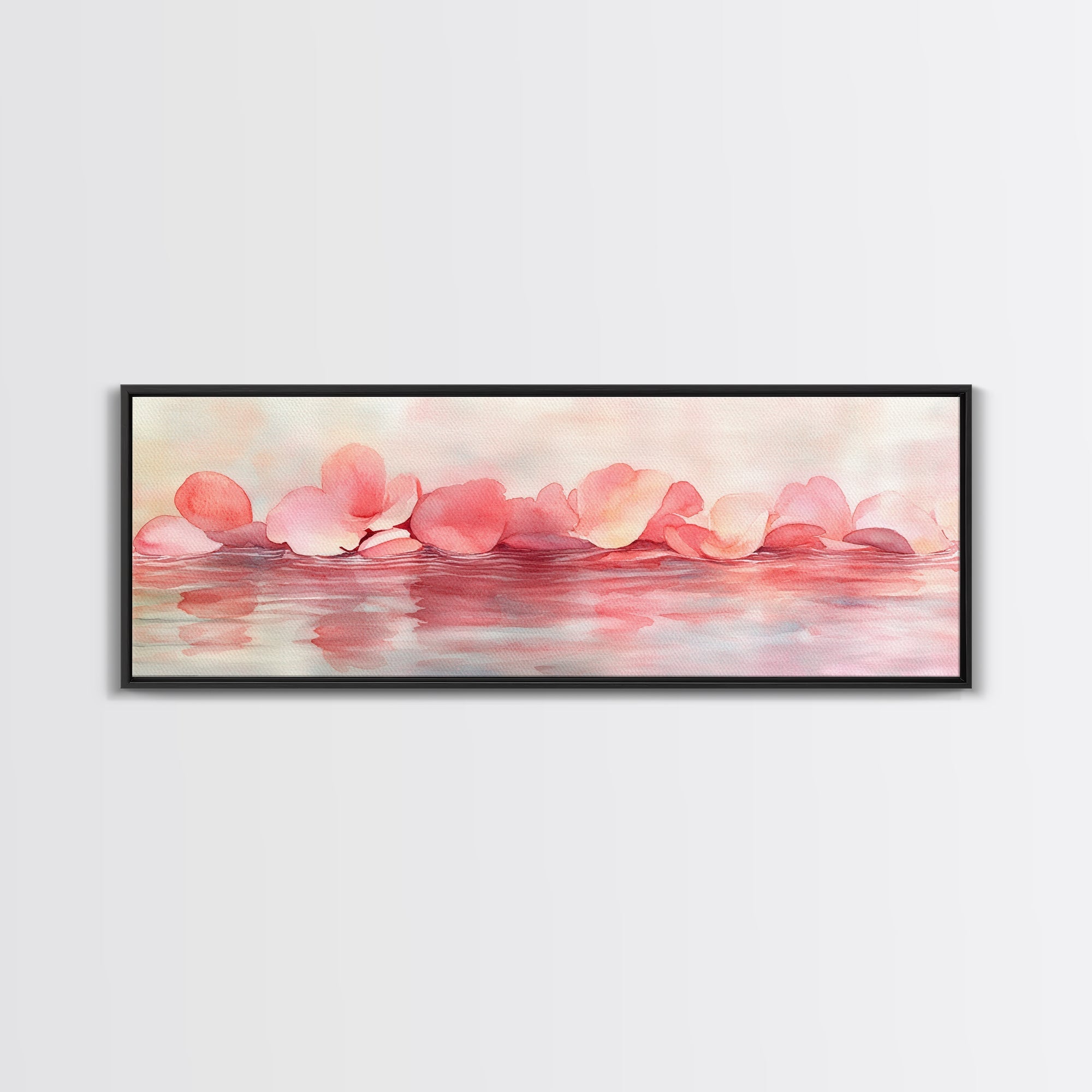 Petal Reflection Art Canvas Print Light Pink Wall Art Minimalist Cottagecore Décor Bedroom Living Room Artwork Rustic Horizontal Gift
