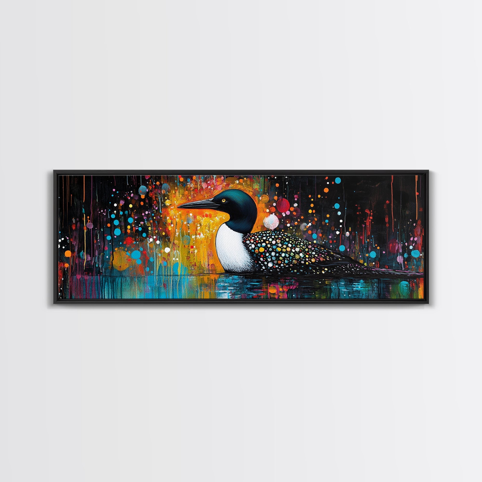 Abstract Loon Painting Canvas Print Colorful Wildlife Art Contemporary Wall Decor Rustic Lodge Artwork Bedroom or Living Room Accent