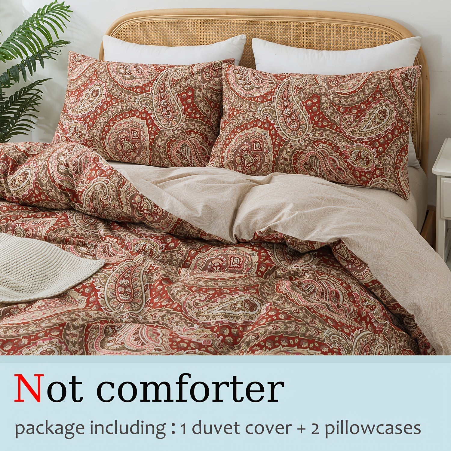 Percale Cotton Duvet Cover Set - 3-Piece Floral Botanical Bedding (Queen/King)