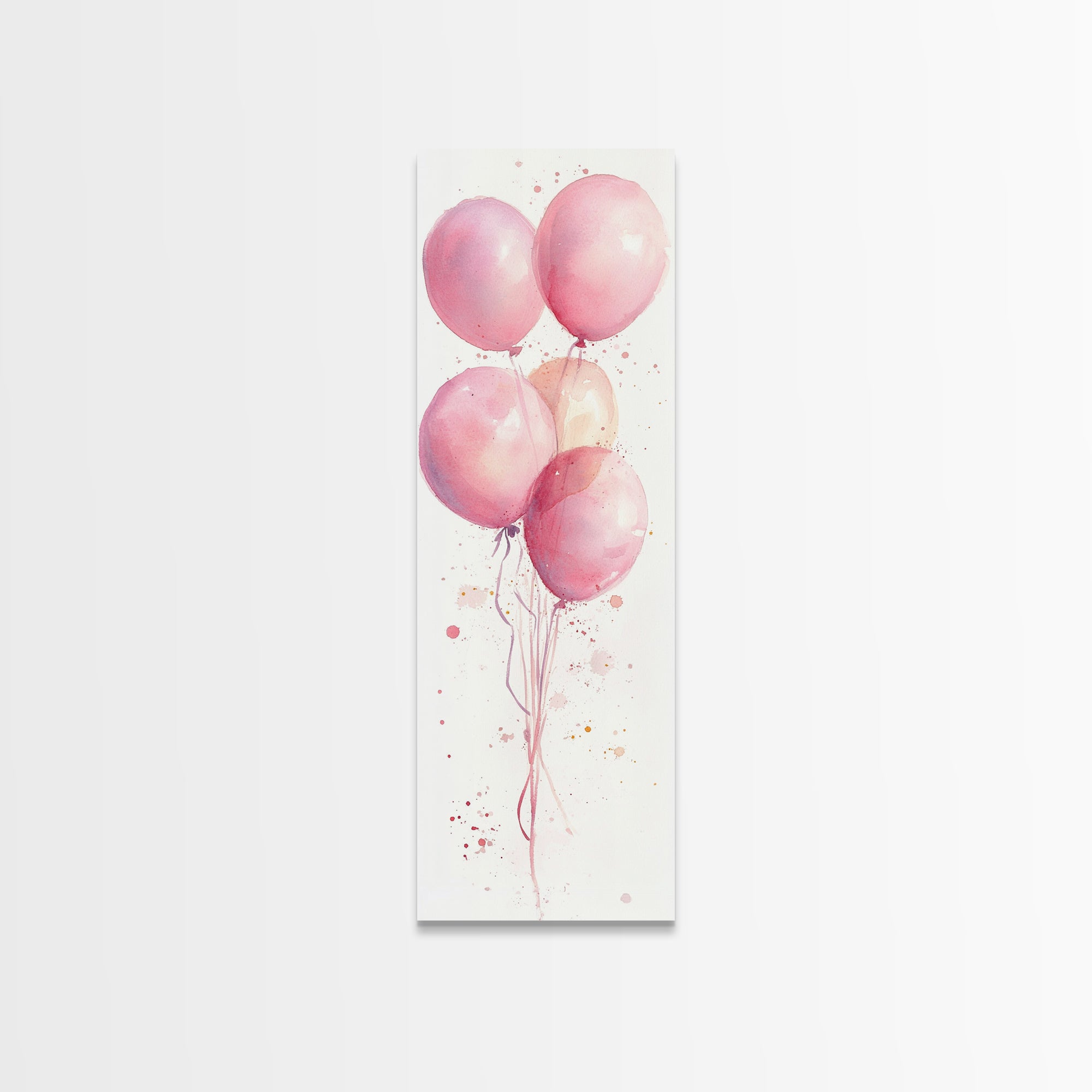 Floating Pink Balloons Framed Canvas Print Whimsical Cottagecore Light Pink Wall Art Minimalist Living Room Decor Boho Bedroom Artwork