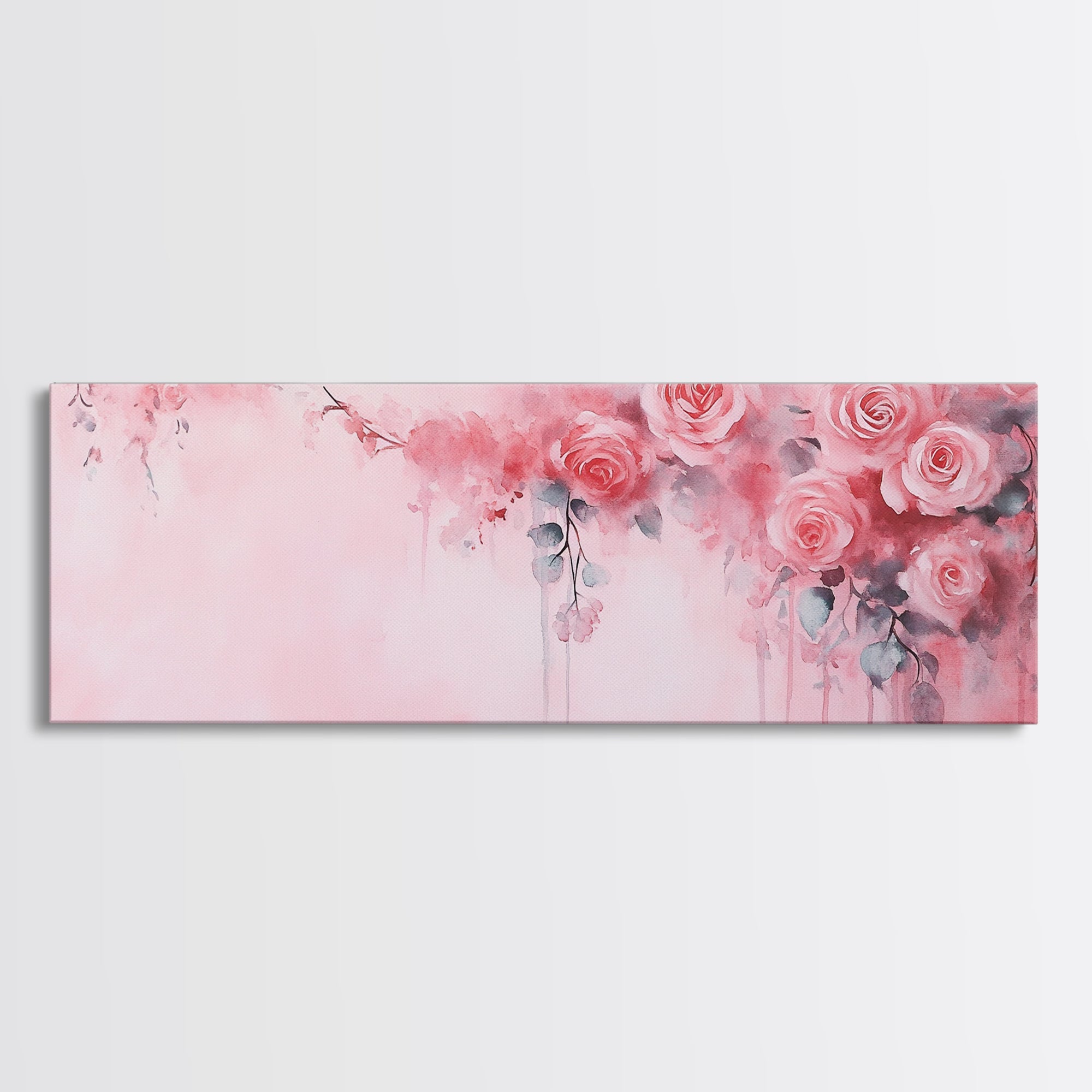 Romantic Rose Painting Framed Canvas Print Pink Wall Art Cottagecore Bedroom Décor Feminine Botanical Art Rustic Living Room Artwork