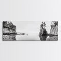 Forest Cove, Serene Shoreline, Calm Reflections, Canvas Print, peaceful nature wall art, neutral tones decor, minimalist bathroom artwork