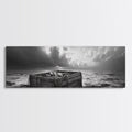 Ocean Harvest, Driftwood Crate, Coastal Mood, Framed Canvas Print, Nautical Wall Decor, Rustic Bathroom Art, Moody Coastal Artwork