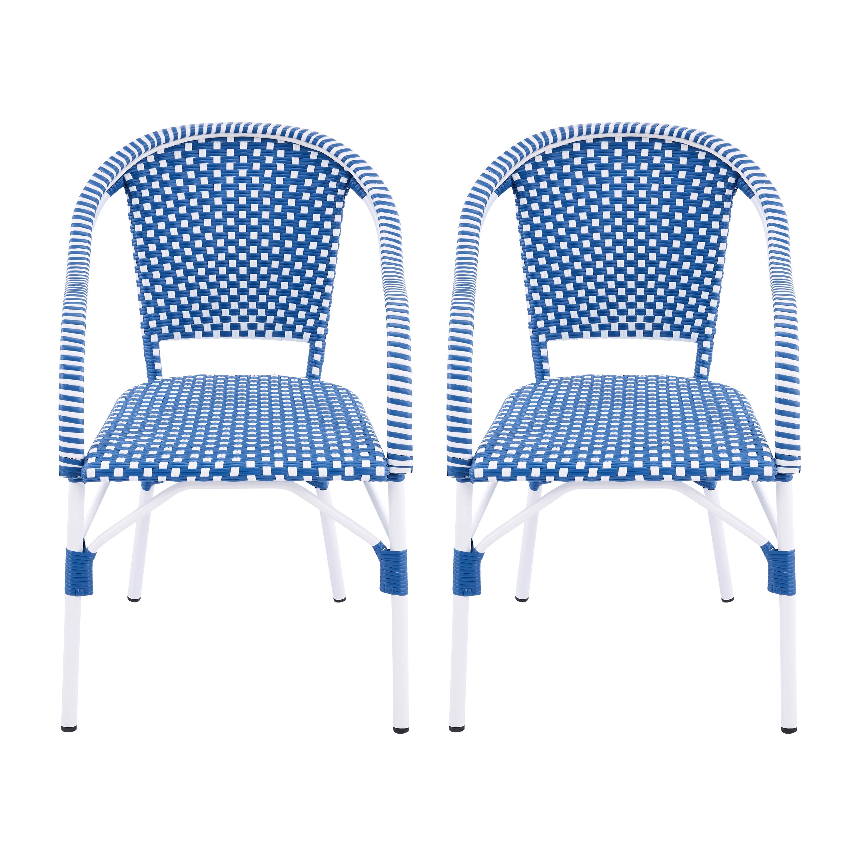 Outdoor Bistro Chairs Patio Dining Chairs Aluminum Frame PP Rattan Armchairs Set of 2