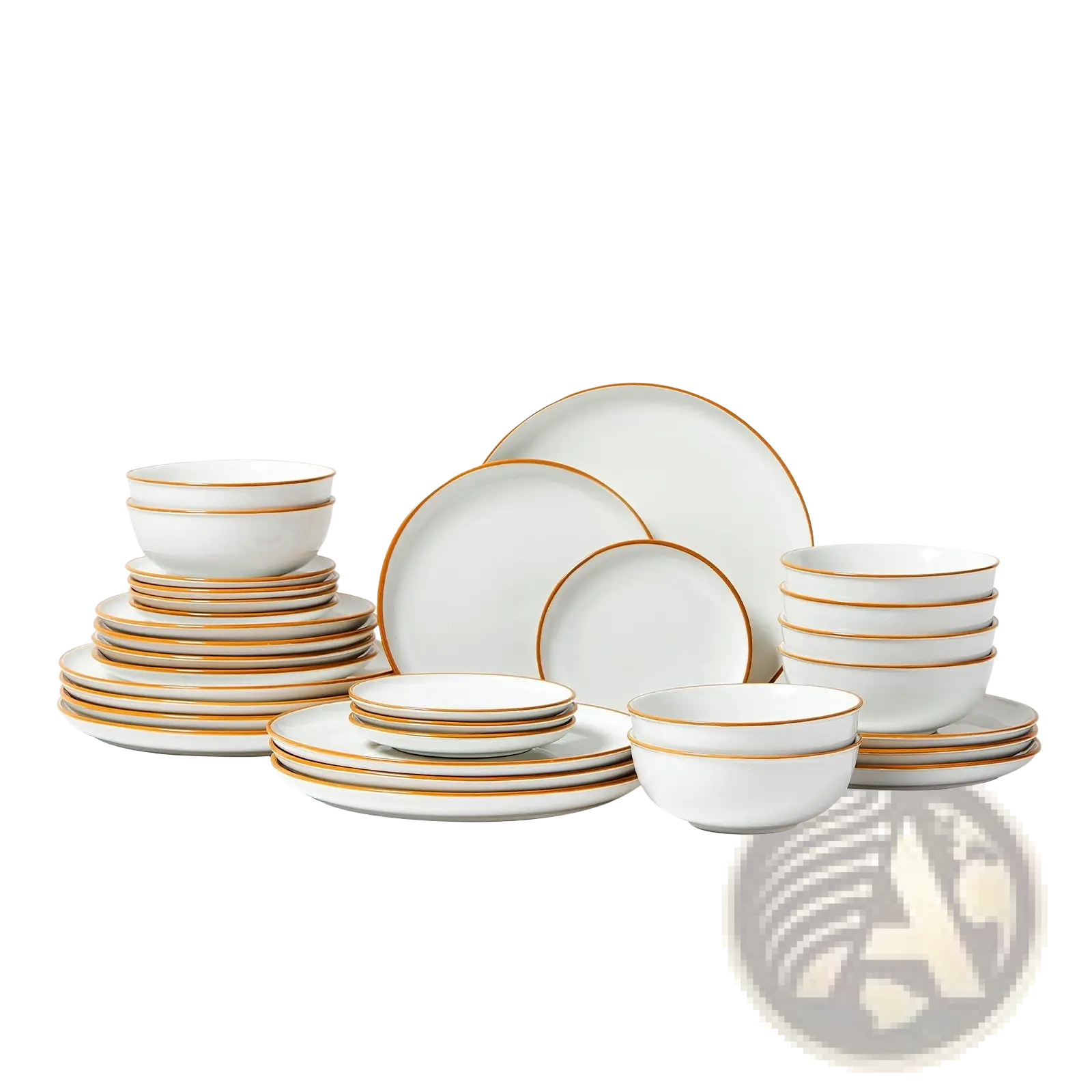 32 Pcs White Ceramic Dinnerware Set Service for 8