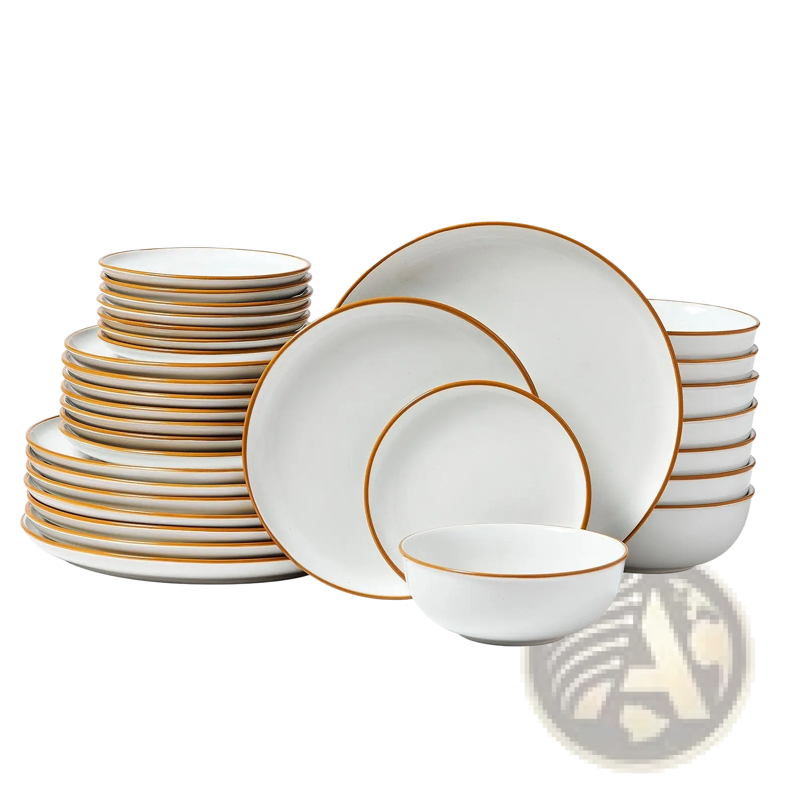 32 Pcs White Ceramic Dinnerware Set Service for 8