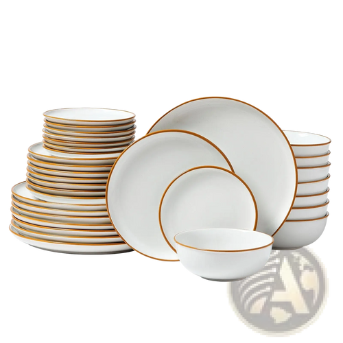 32 Pcs White Ceramic Dinnerware Set Service for 8