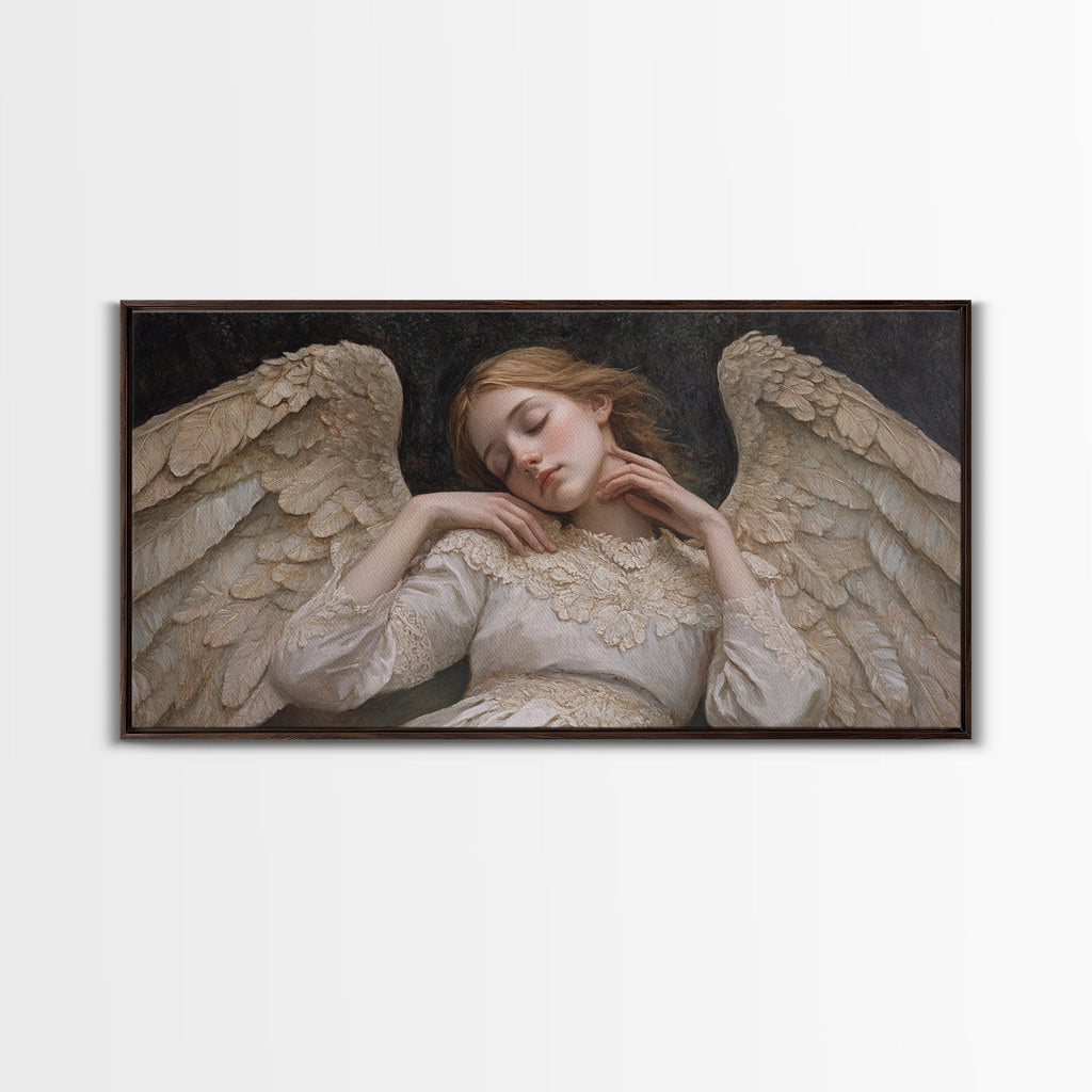 Sleeping Angel Peace Canvas Print Featuring Angel Art Prints and Wabi Sabi Art Perfect Bedroom Wall Art Above Bed Wall Decor