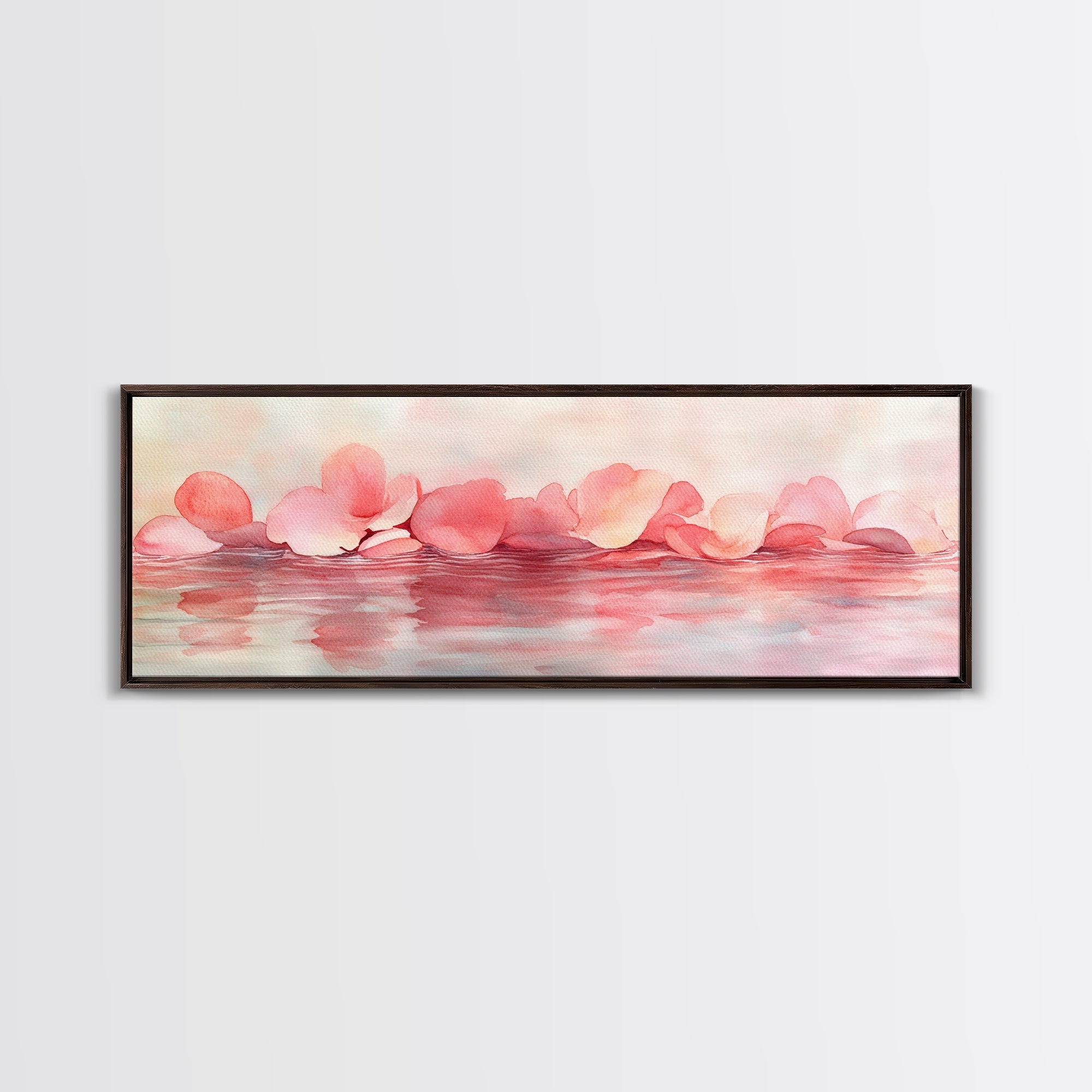 Petal Reflection Art Canvas Print Light Pink Wall Art Minimalist Cottagecore Décor Bedroom Living Room Artwork Rustic Horizontal Gift