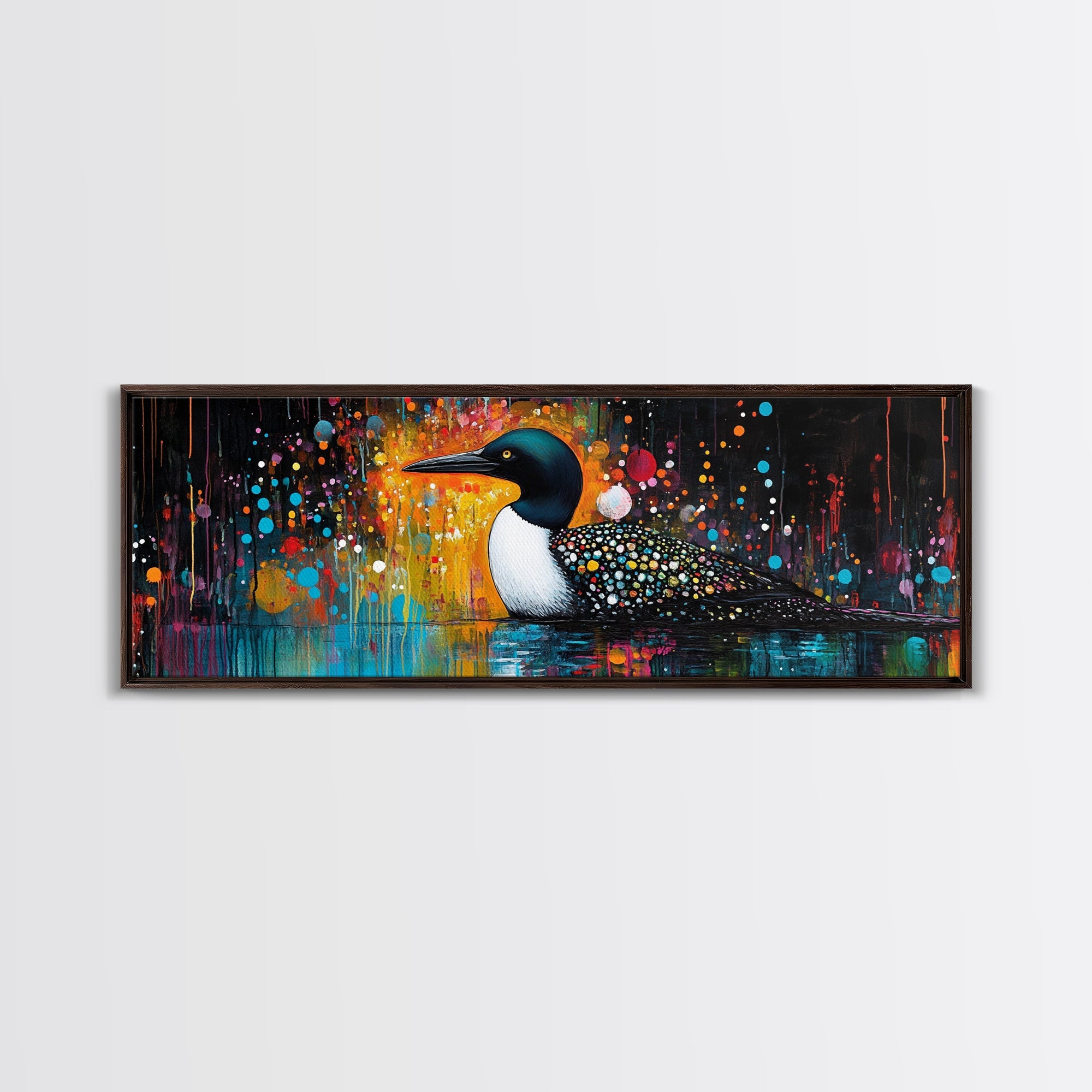 Abstract Loon Painting Canvas Print Colorful Wildlife Art Contemporary Wall Decor Rustic Lodge Artwork Bedroom or Living Room Accent