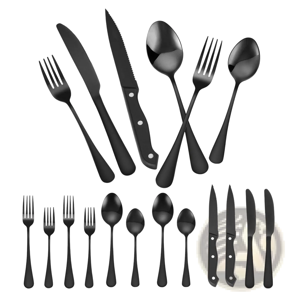 48-piece Black Stainless Steel Silverware Set for 8
