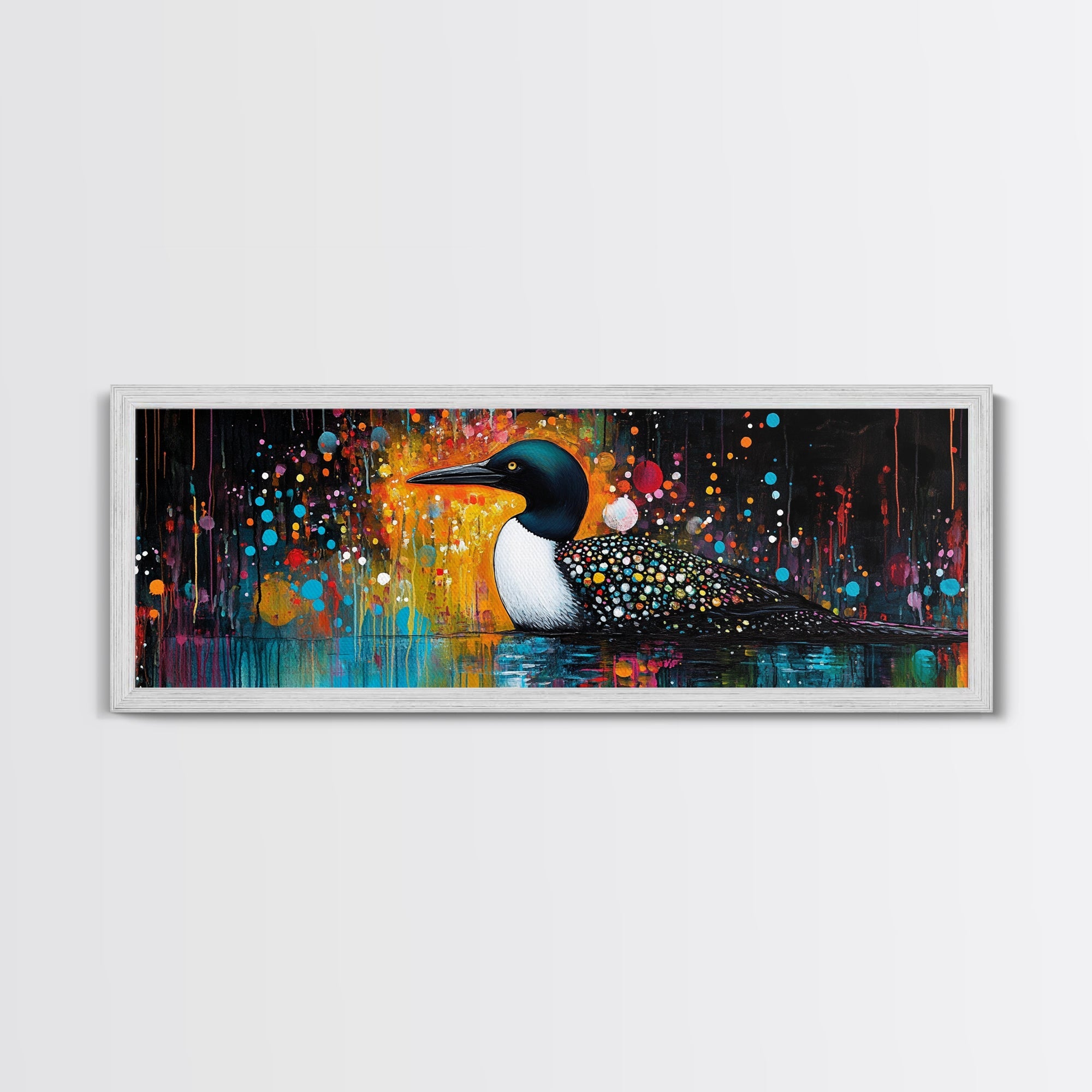 Abstract Loon Painting Canvas Print Colorful Wildlife Art Contemporary Wall Decor Rustic Lodge Artwork Bedroom or Living Room Accent