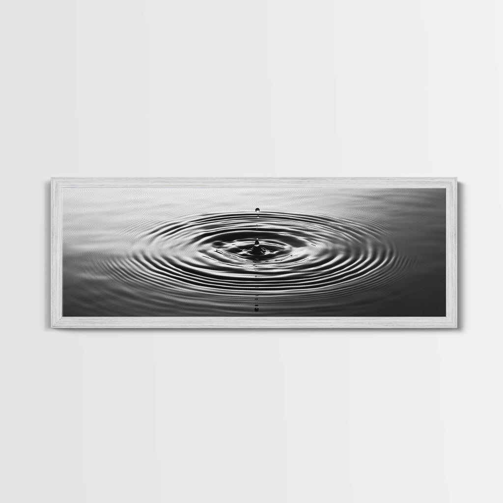 Water Drop Ripples, Black and White Photography, Zen Art, Minimalist Wall Decor, Canvas Print, Bathroom Wall Art, Meditation Room Art