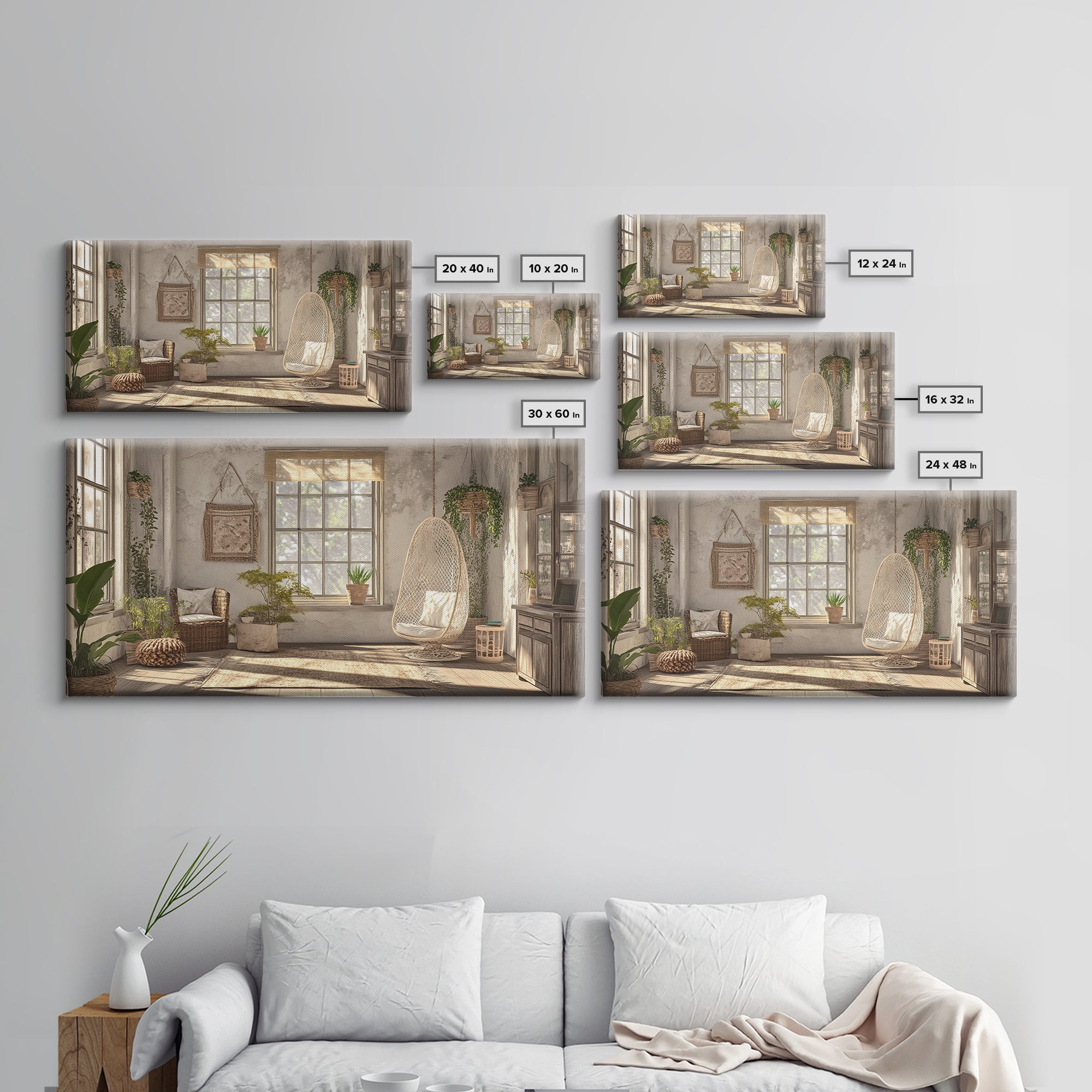 Bright Living Space Framed Canvas Print, Cottagecore Wall Art Guest Room Decor, Rustic Farmhouse Gift Idea Bedroom Artwork Inspiration