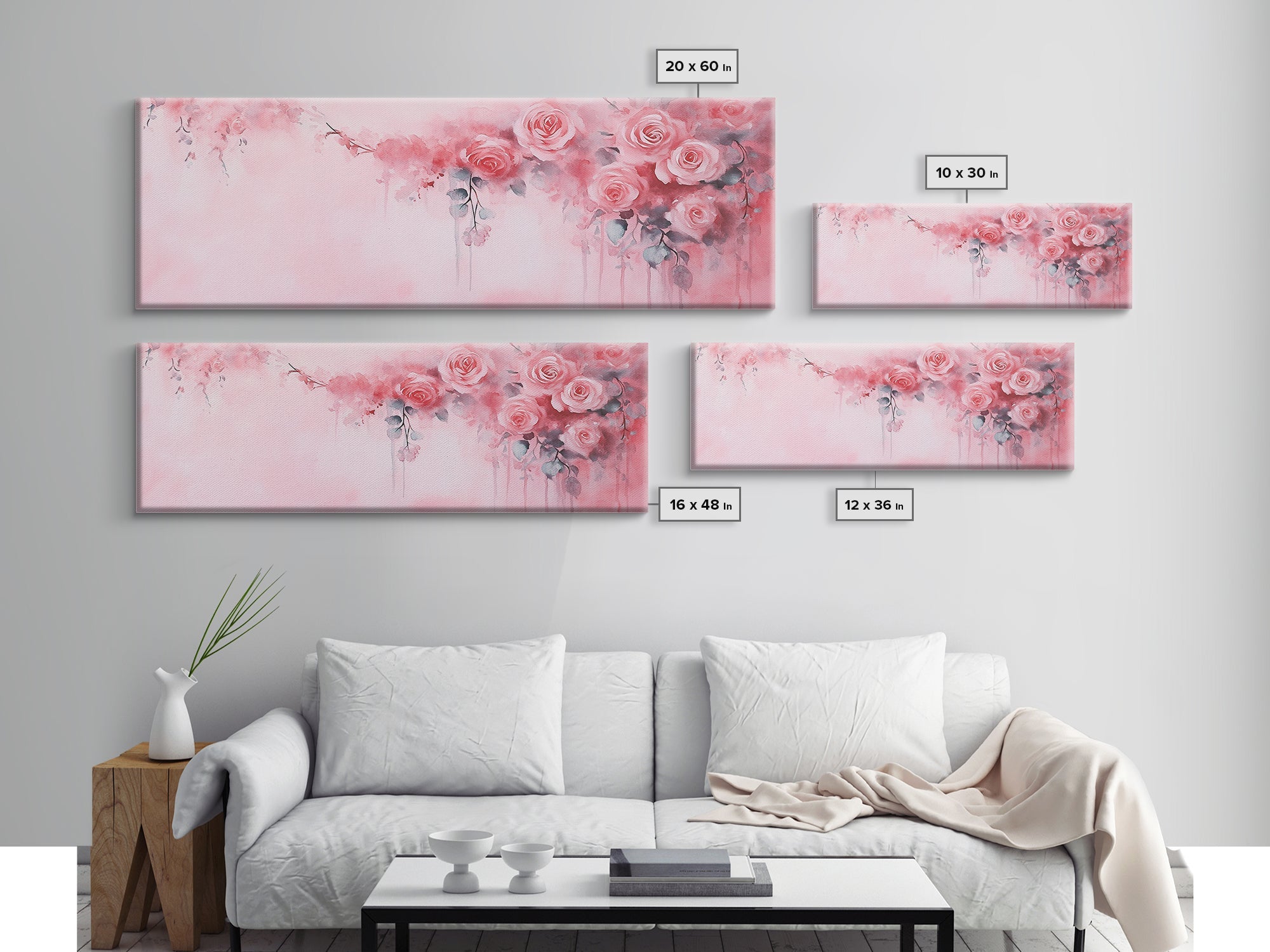 Romantic Rose Painting Framed Canvas Print Pink Wall Art Cottagecore Bedroom Décor Feminine Botanical Art Rustic Living Room Artwork