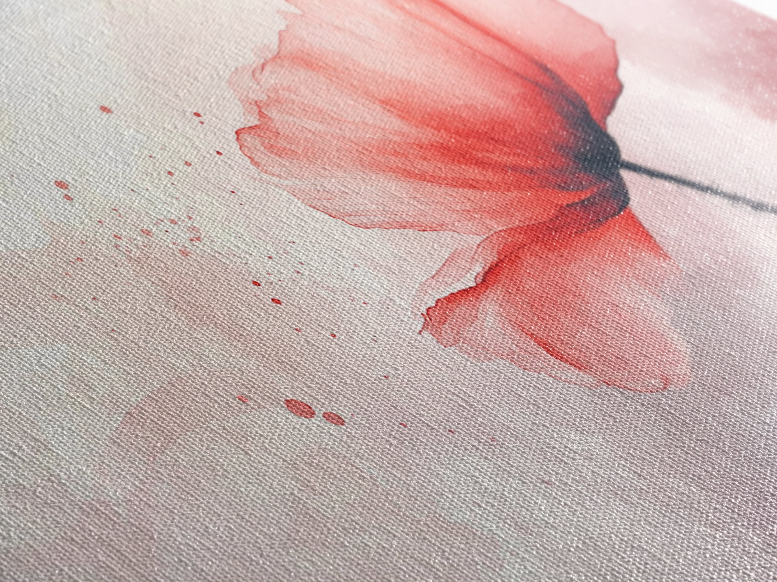 Watercolor Red Poppy Art Framed Canvas Print Minimalist Rustic Wall Decor Bedroom Art Wabi Sabi Cottagecore Living Room Artwork