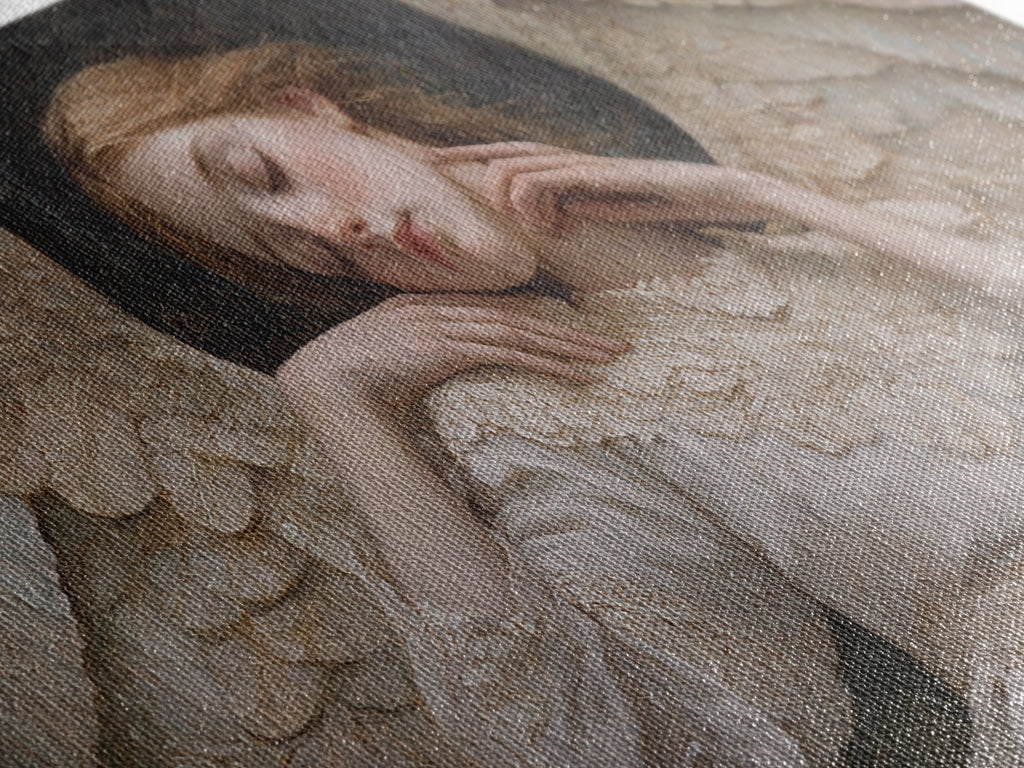 Sleeping Angel Peace Canvas Print Featuring Angel Art Prints and Wabi Sabi Art Perfect Bedroom Wall Art Above Bed Wall Decor