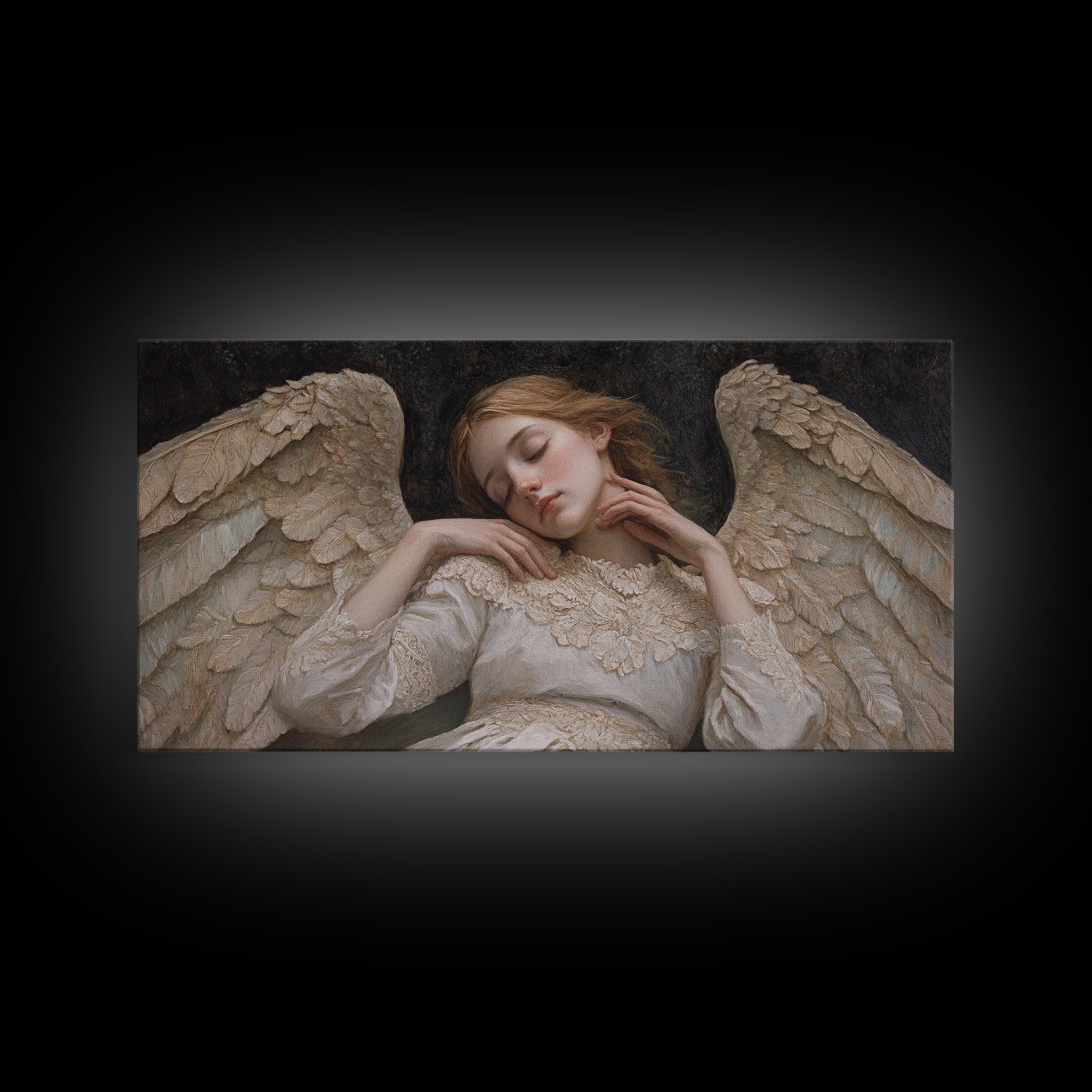 Sleeping Angel Peace Canvas Print Featuring Angel Art Prints and Wabi Sabi Art Perfect Bedroom Wall Art Above Bed Wall Decor