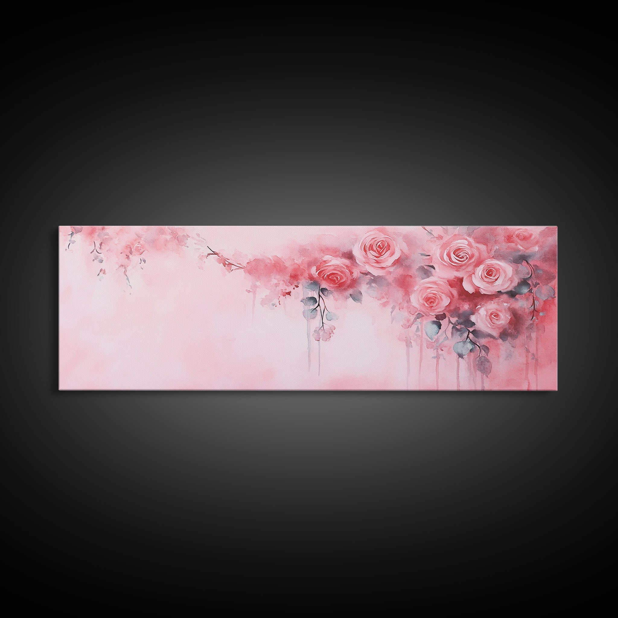 Romantic Rose Painting Framed Canvas Print Pink Wall Art Cottagecore Bedroom Décor Feminine Botanical Art Rustic Living Room Artwork