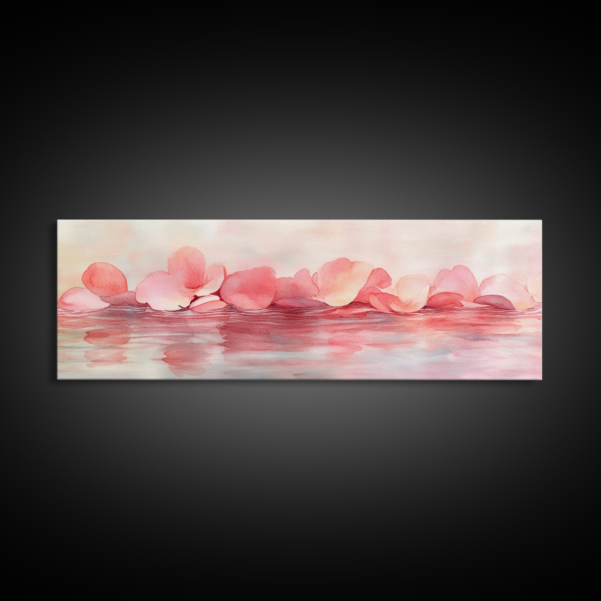 Petal Reflection Art Canvas Print Light Pink Wall Art Minimalist Cottagecore Décor Bedroom Living Room Artwork Rustic Horizontal Gift