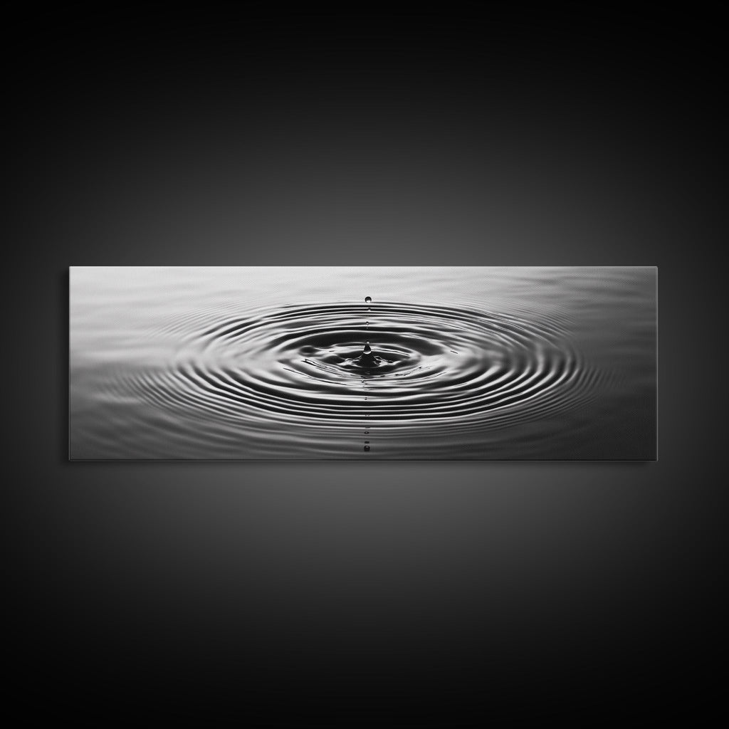 Water Drop Ripples, Black and White Photography, Zen Art, Minimalist Wall Decor, Canvas Print, Bathroom Wall Art, Meditation Room Art