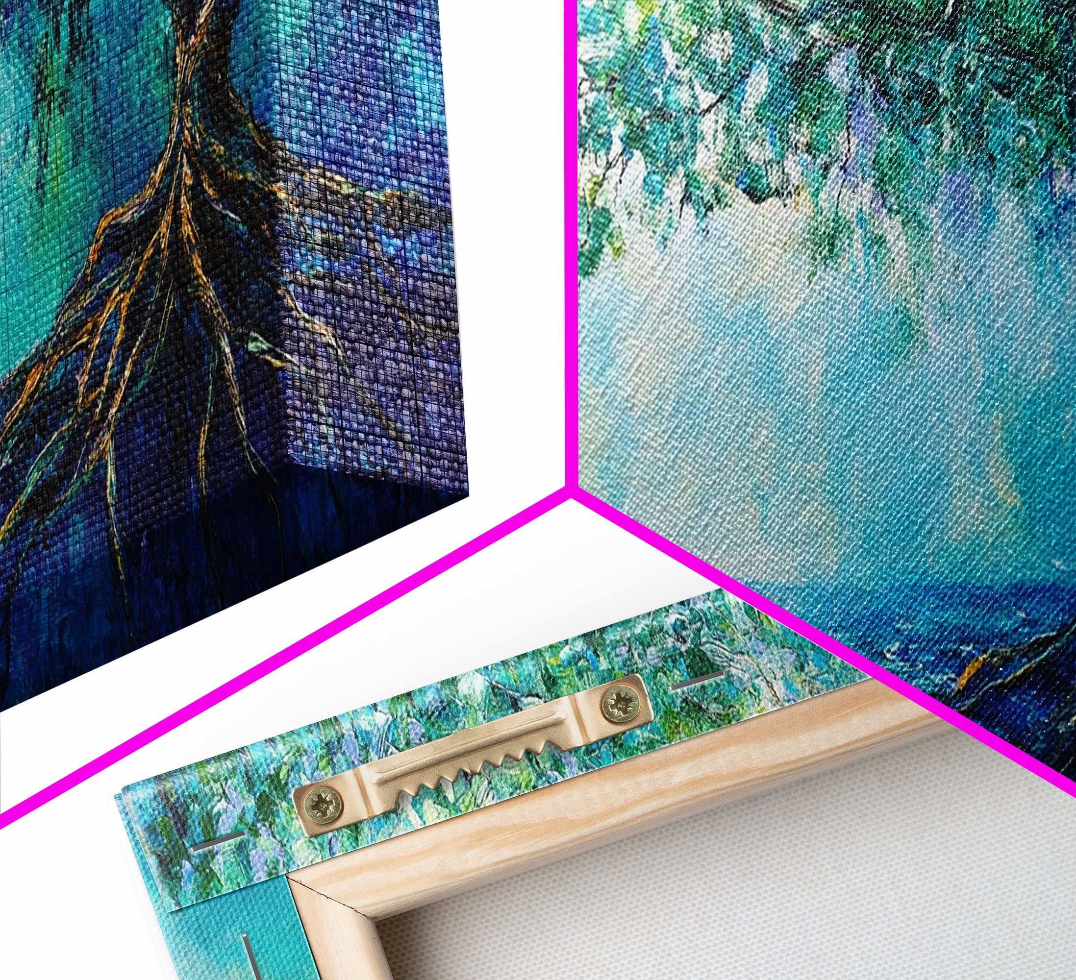 Mystical Tree Art Canvas Print Blue Abstract Nature Wall Decor Dreamy Coastal Artwork Living Room or Bedroom Accent Minimalist Boho