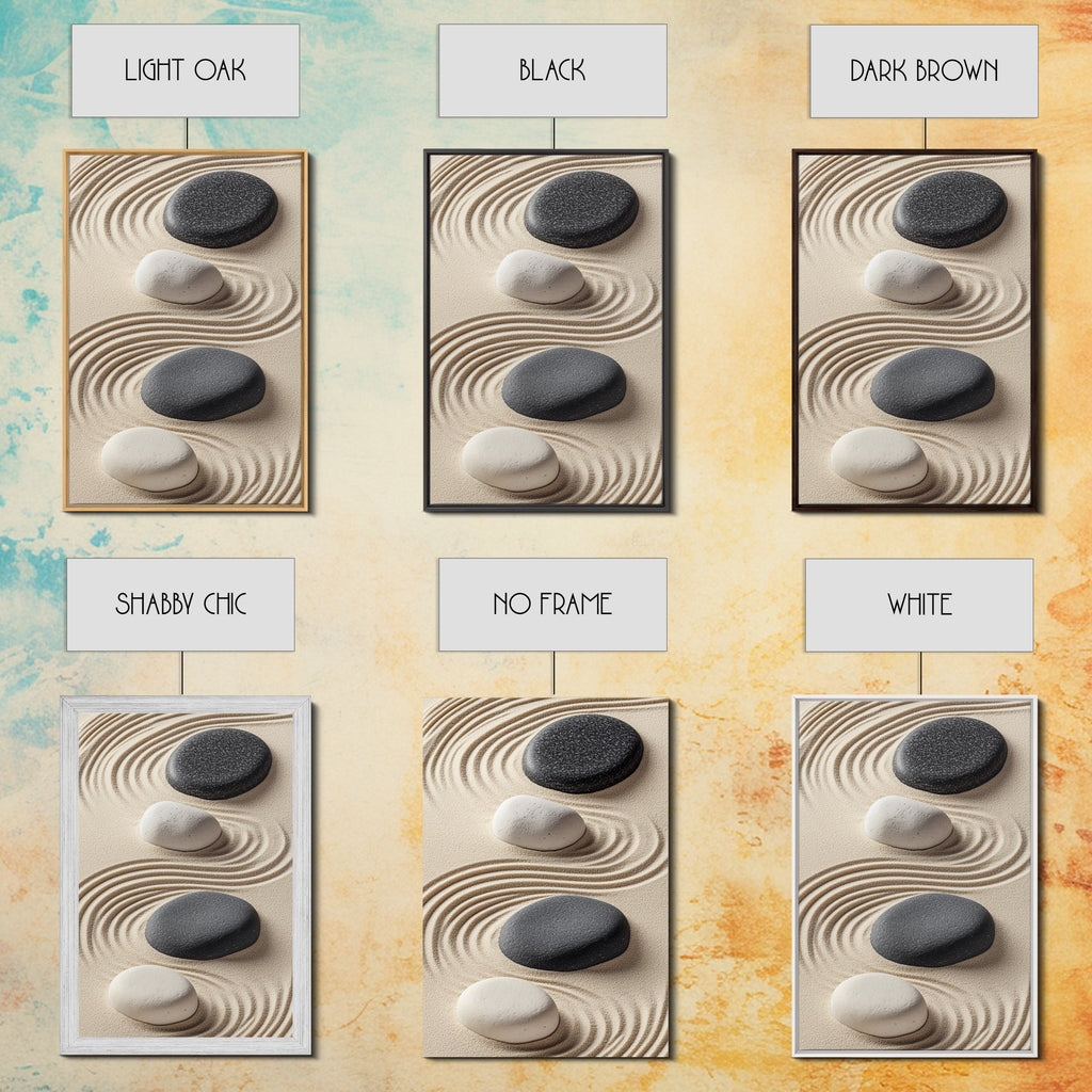 Black White Zen Stones Canvas Print Minimalist Zen Wall Art Wabi Sabi Artwork Rustic Zen Decor Living Room Art Bedroom Artwork