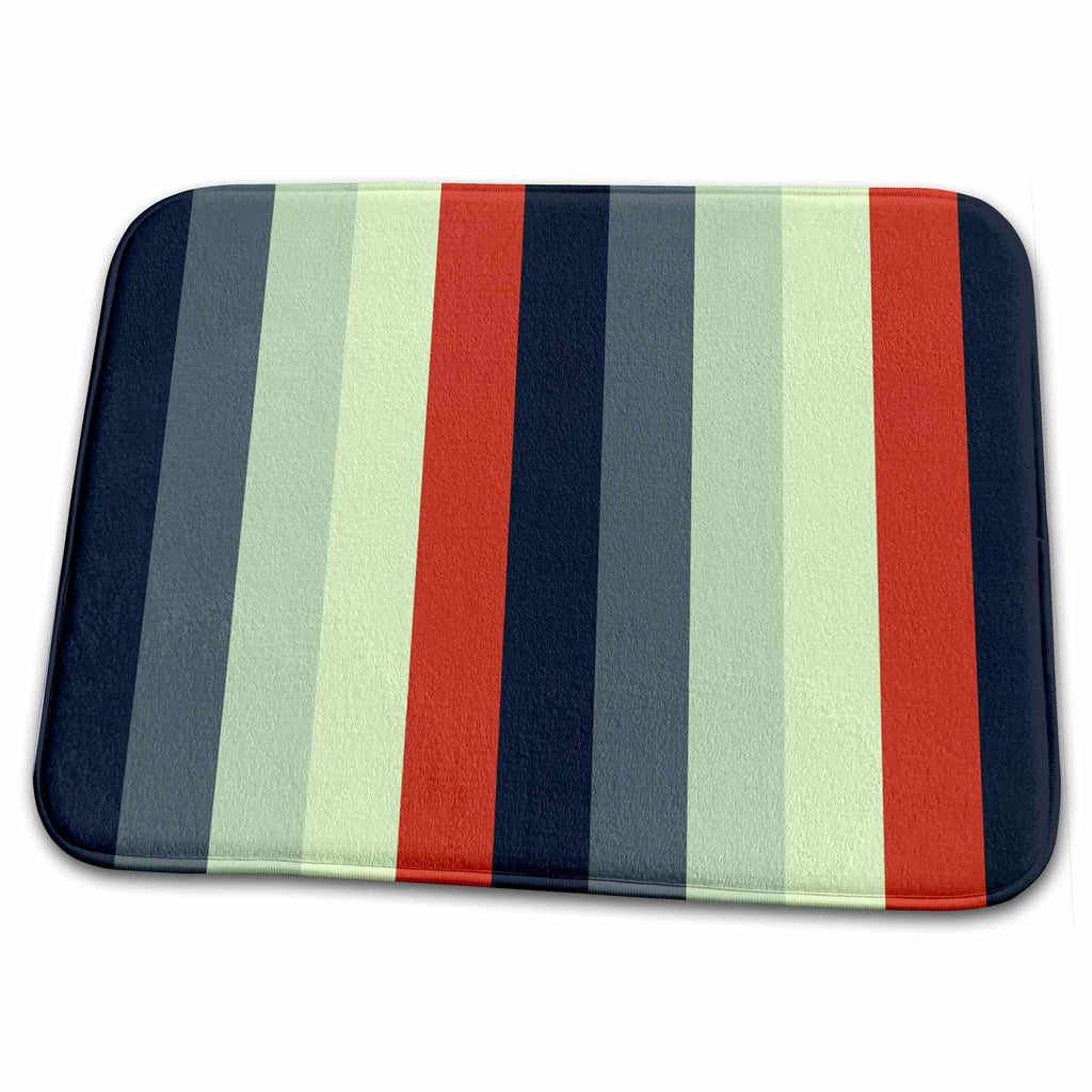 Dish Drying Mat - Stripes with Gray and Red Brown Stripes