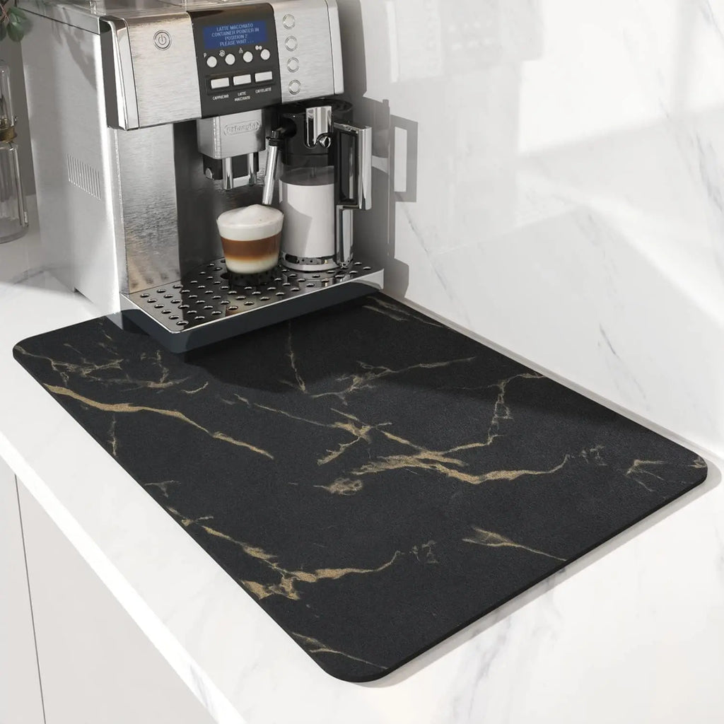 VIKAMA Coffee Machine Mat Rubber Backing Water-Absorbent Dish Drying Pad Kitchen Worktop Drainage Mat Home Decor