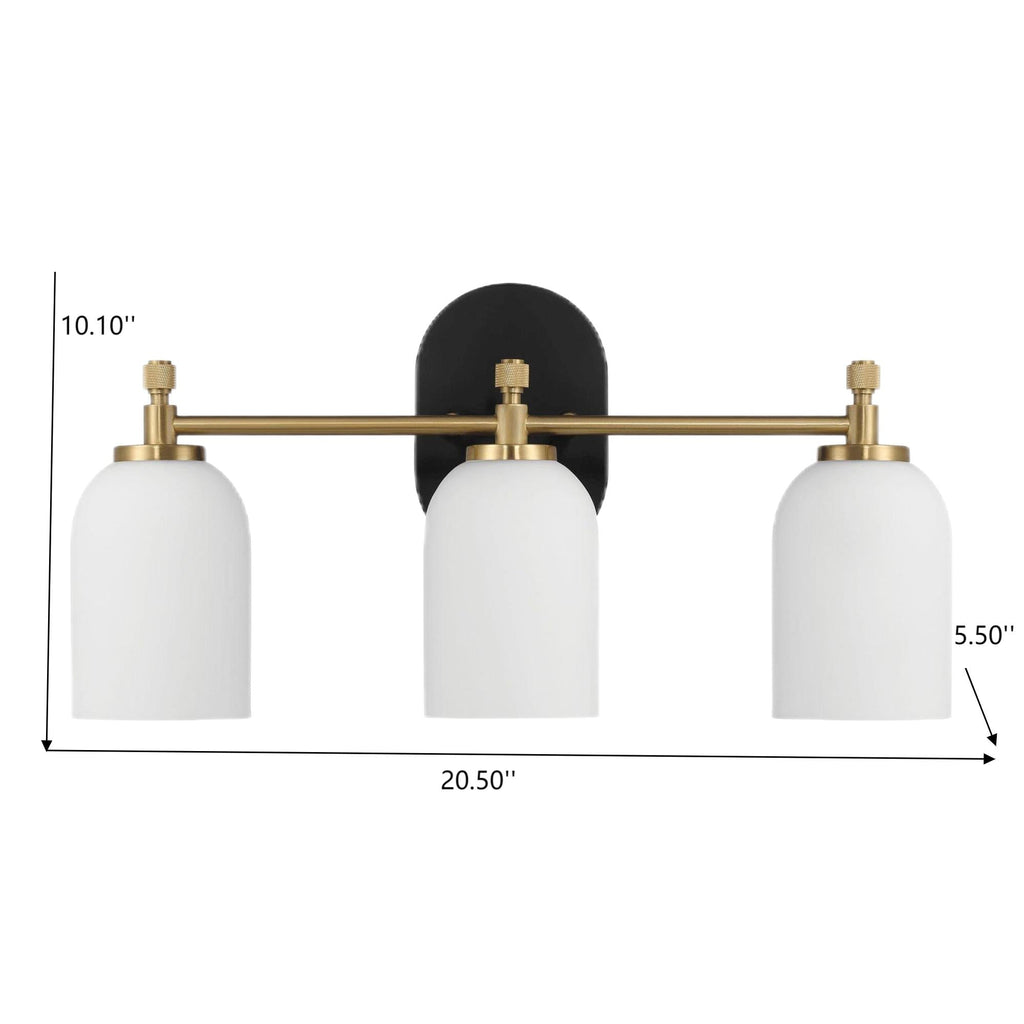 Traditional Vanity Light over Bathroom Mirror | 2/3-Light Wall Sconce with White Frosted Glass — 2 Sizes Available