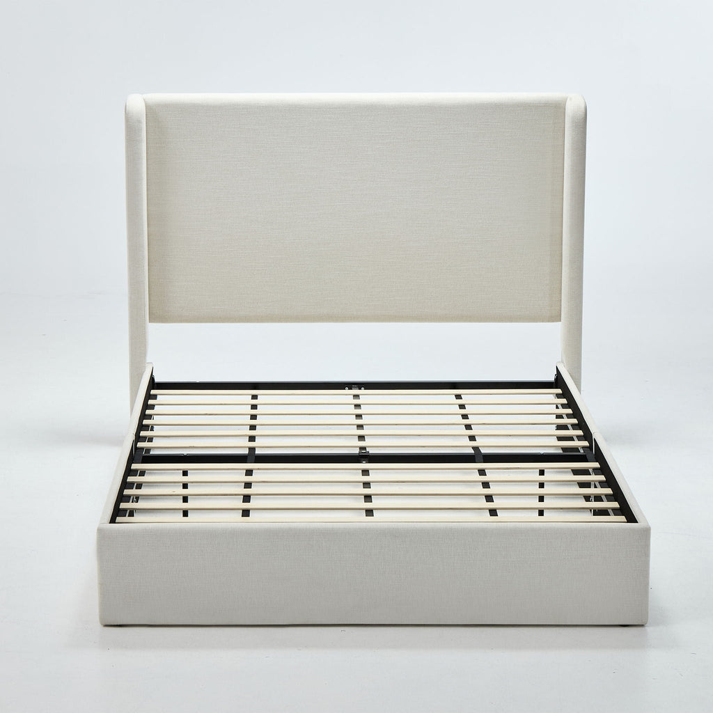 Carmen - Minimalist Upholstered Wingback Bed Frame With High Headboard