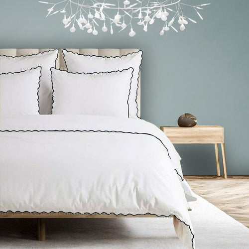 400TC Cotton Sateen Small Scallop Embroidery Duvet Cover Set