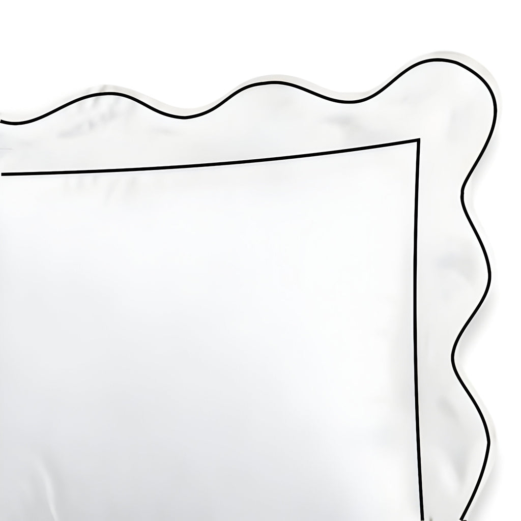 400TC Cotton Scallop Embroidery & Border Sateen Solid Duvet Cover Set