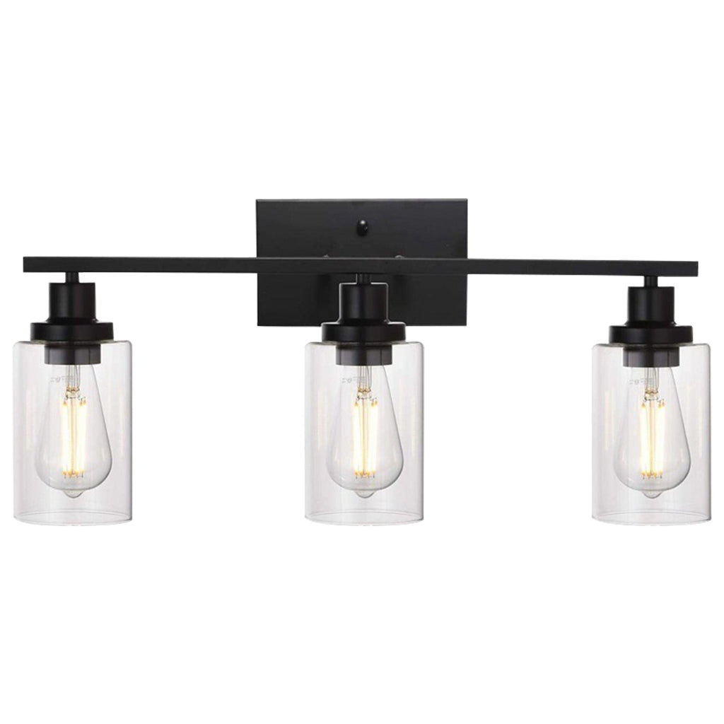 3 Light Wall Sconce Lighting with Clear Glass Shade Bathroom Vanity Lamp Fixture Modern Mounted Light for Porch Mirror Living Room Bedroom Hallway