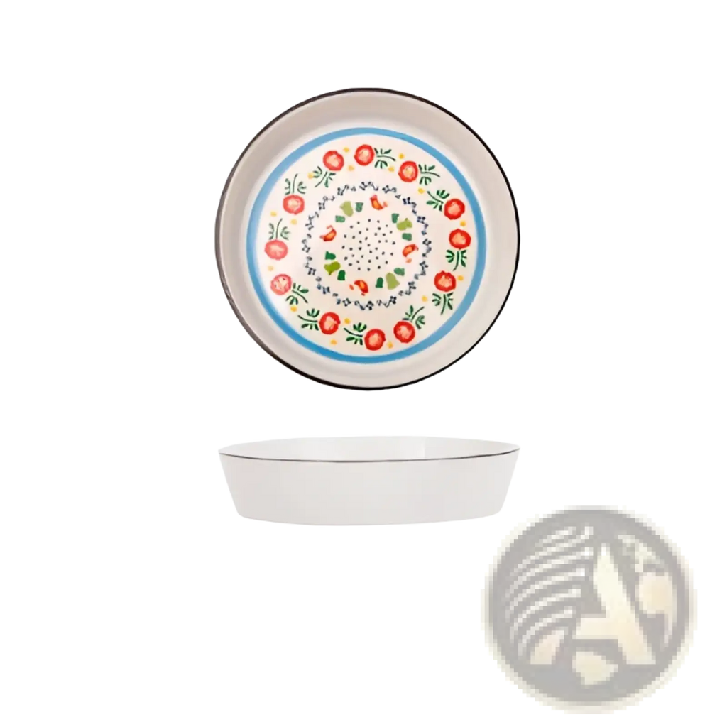 Ceramic Floral Bone China Round Serving Plate
