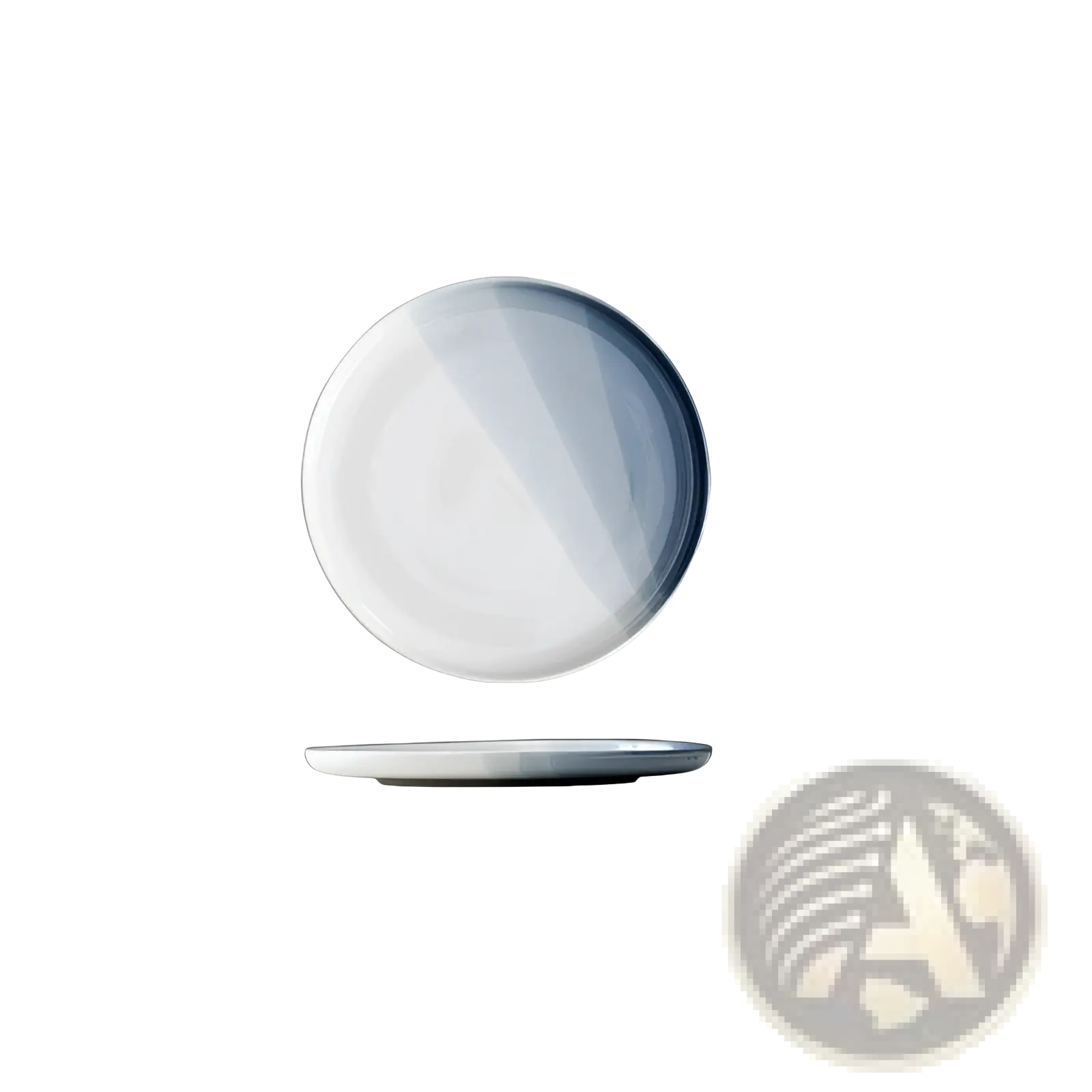 Ceramic Gradient Blue Steak Plate and Bowl Set