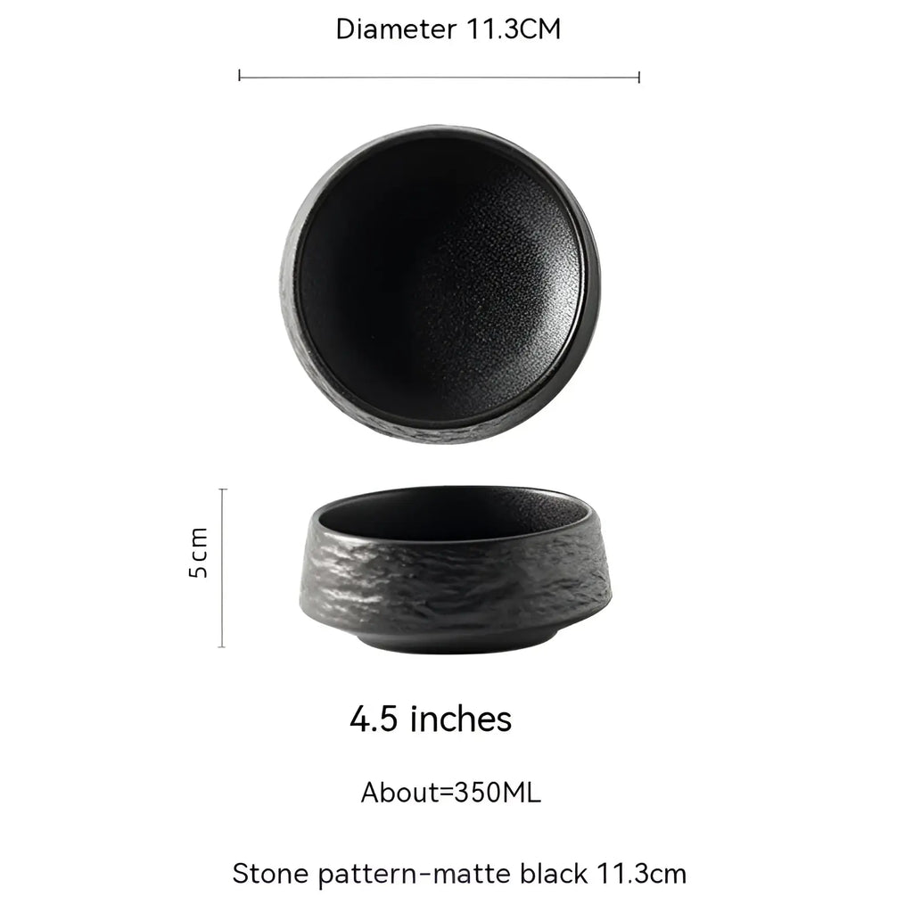 Ceramic Stone Pattern Deep Plate Japanese Tableware