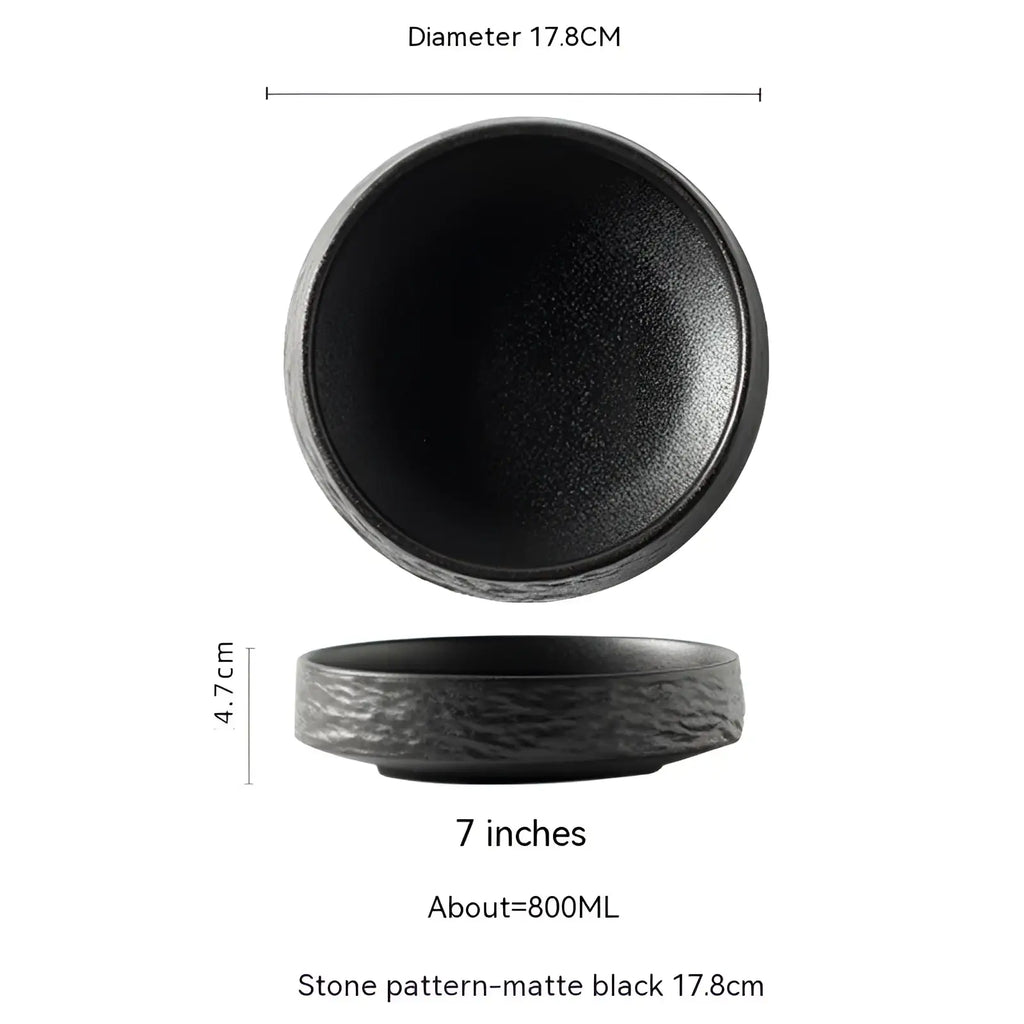 Ceramic Stone Pattern Deep Plate Japanese Tableware