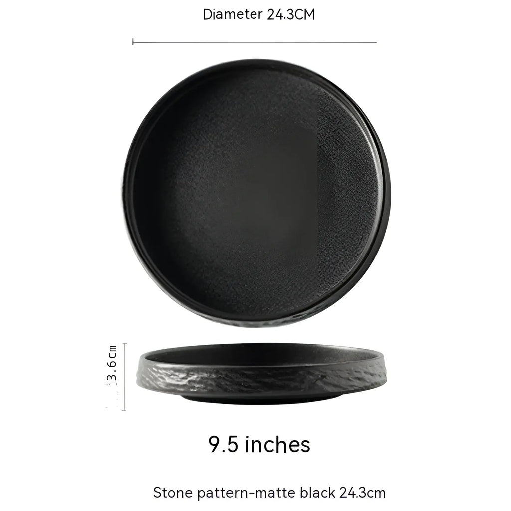Ceramic Stone Pattern Deep Plate Japanese Tableware