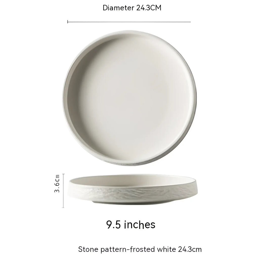 Ceramic Stone Pattern Deep Plate Japanese Tableware