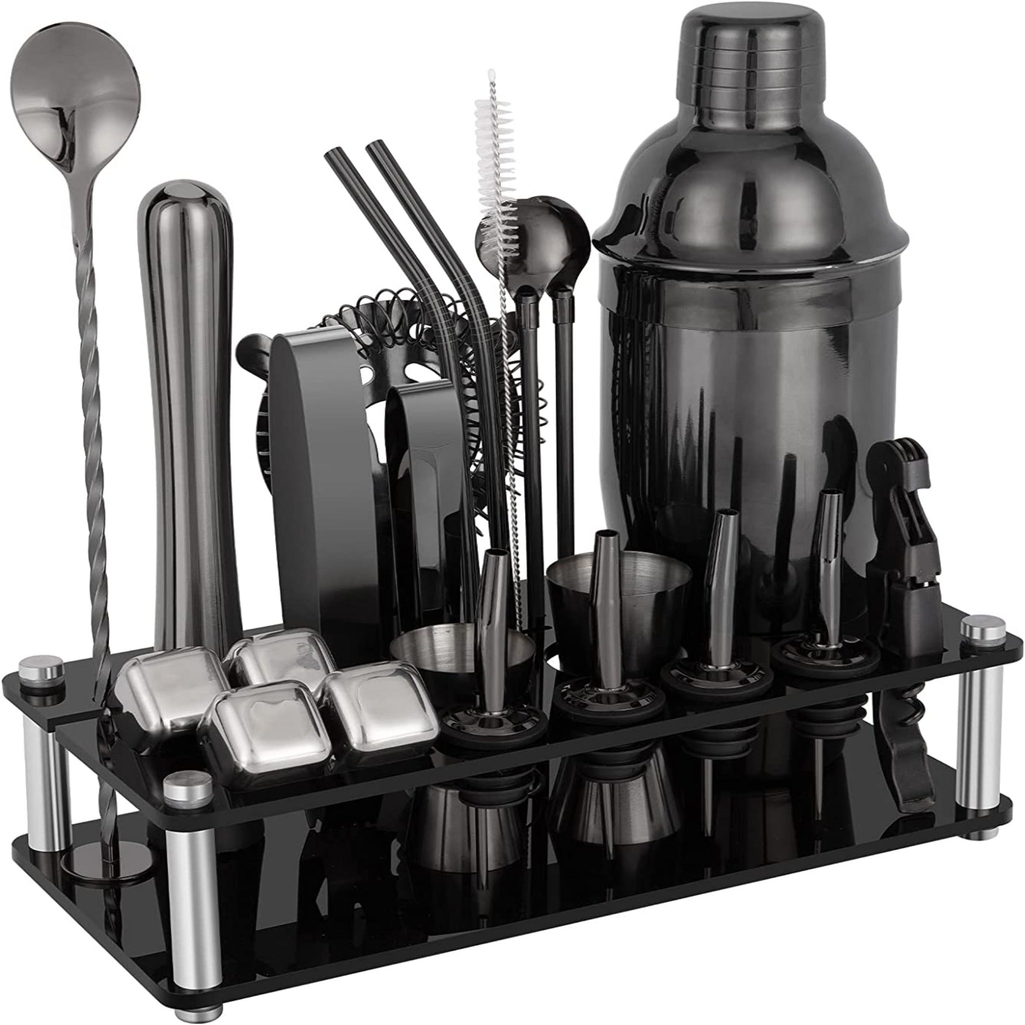 Cocktail Shaker Set Bartender Kit with Acrylic Stand
